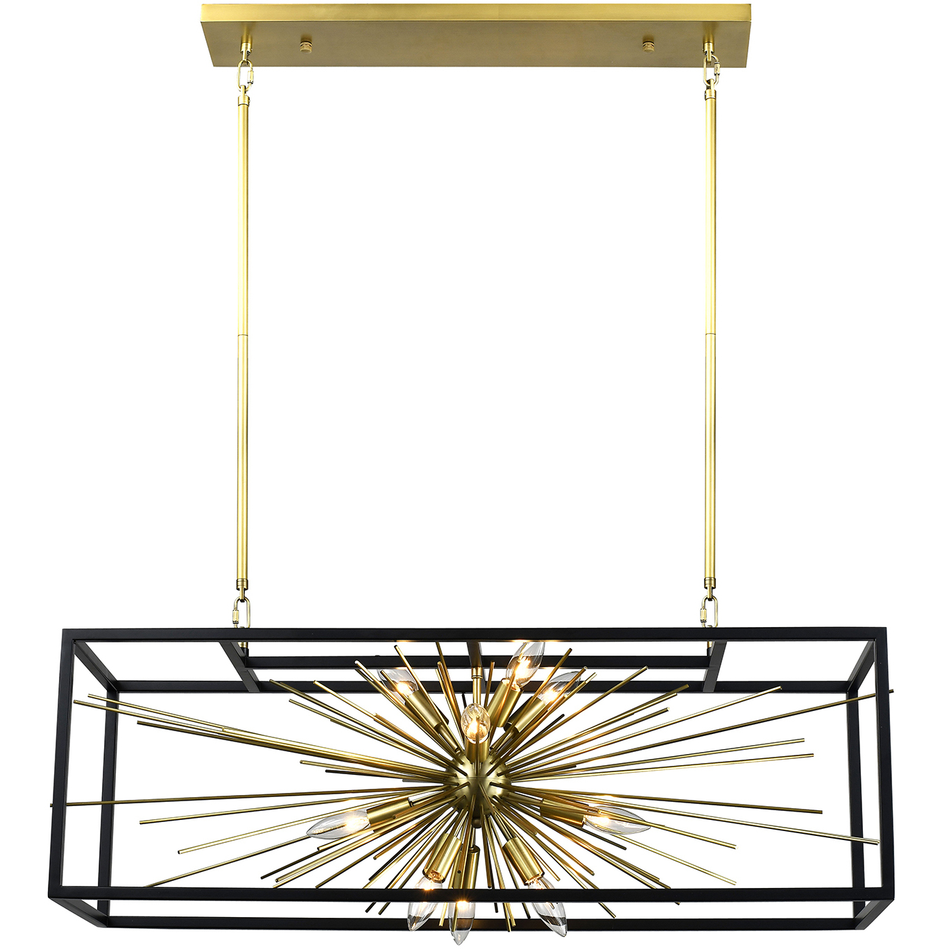 Burst 10 Light 20.13 inch Aged Brass and Matte Black Dining Chandelier Ceiling Light