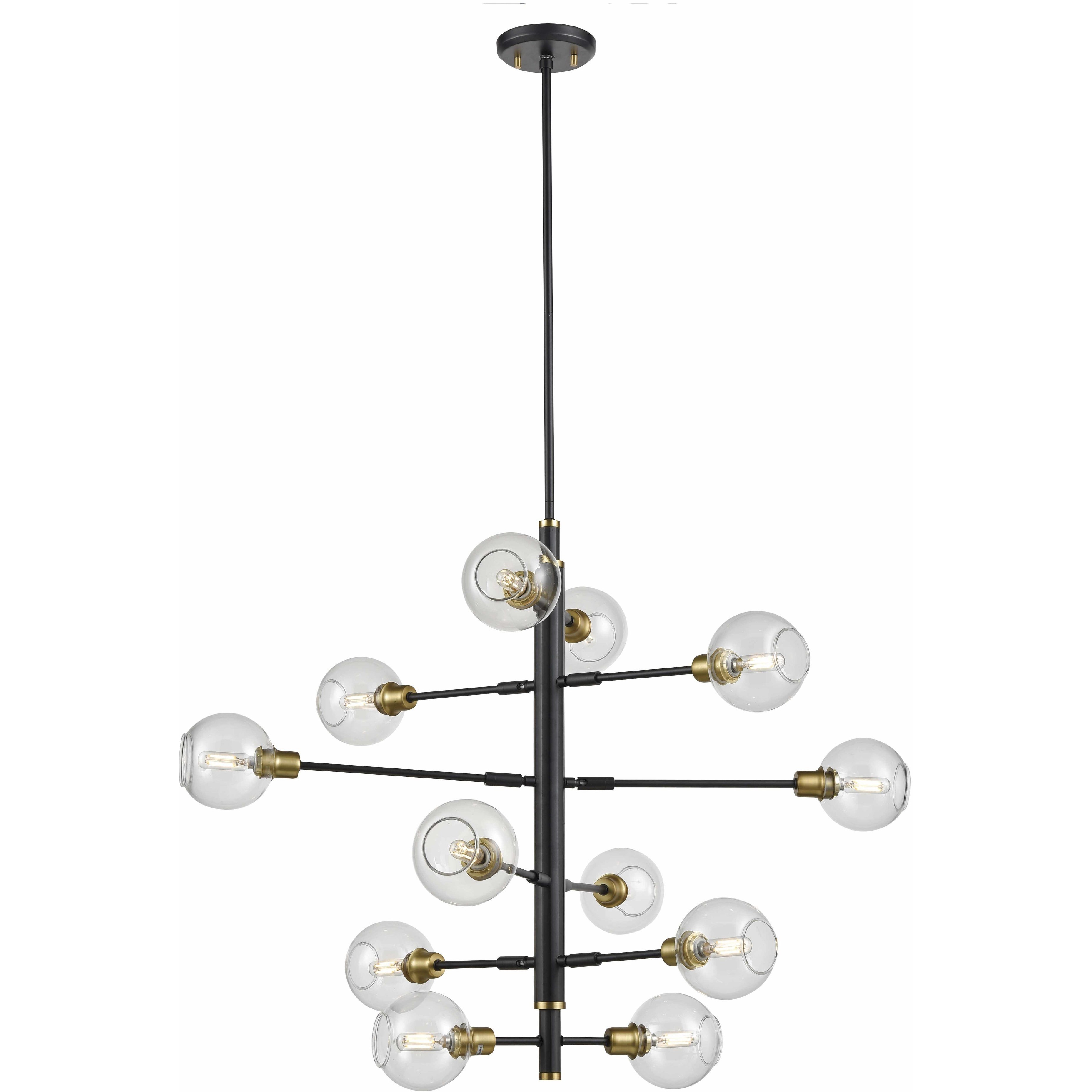 Ocean Drive 12 Light Venetian Brass Foyer Pendant Ceiling Light in Venetian Brass and Graphite