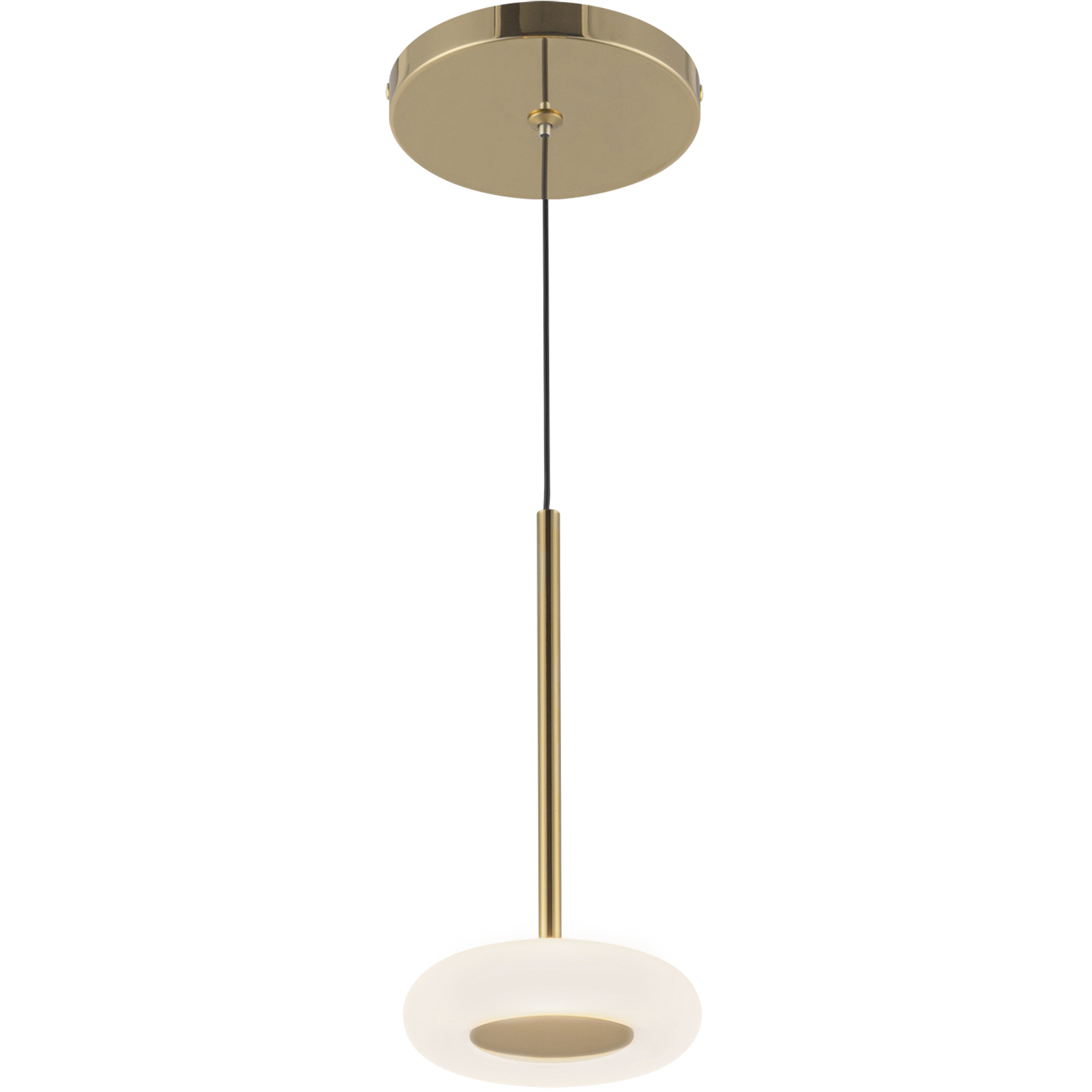 Stephord LED 4 inch Metallic Brass Pendant Ceiling Light in Frosted Glass Shade