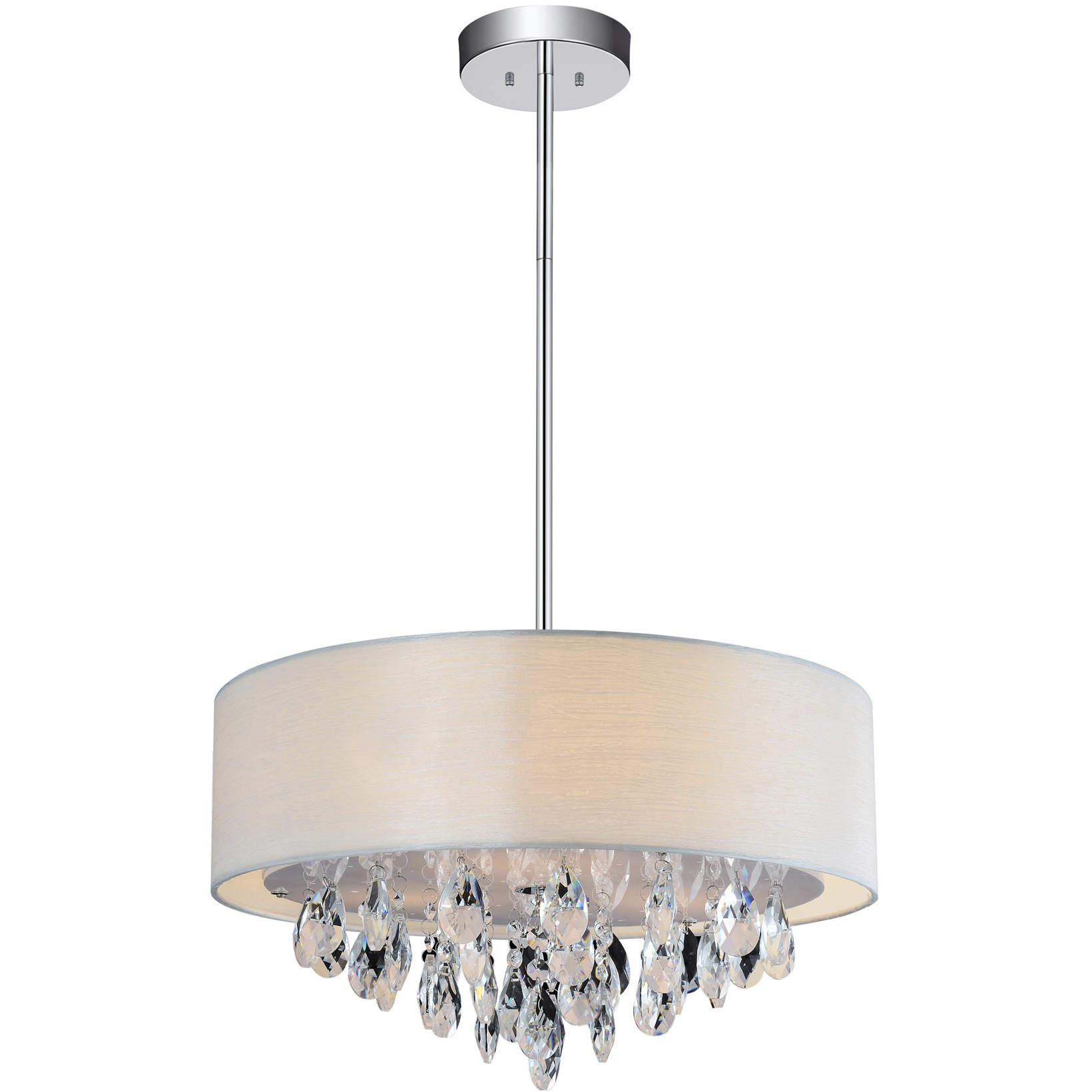 Dash 3 Light 14 inch Chrome Drum Shade Chandelier Ceiling Light in Off White