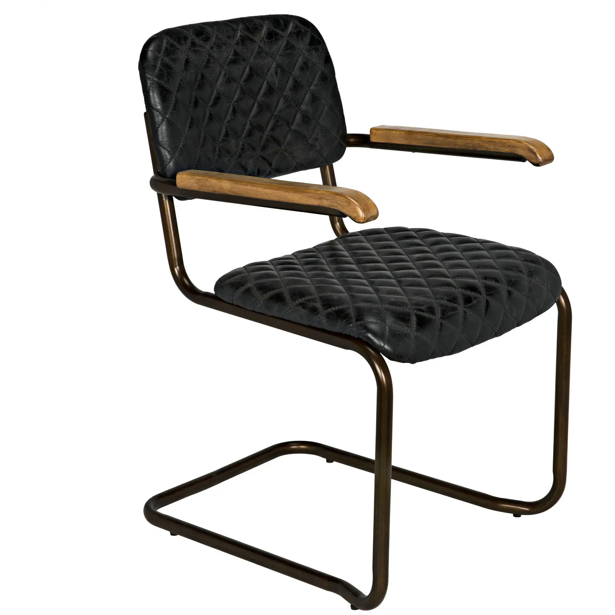 0045 Dark Walnut and Antique Brass Arm Chair