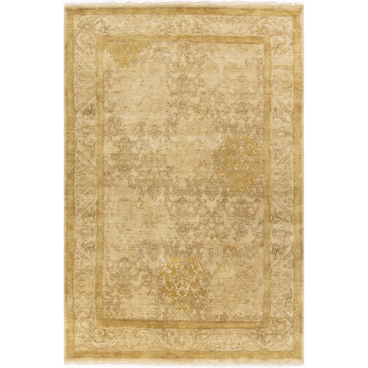 Victoria 69 X 45 inch Green and Brown Area Rug, Wool