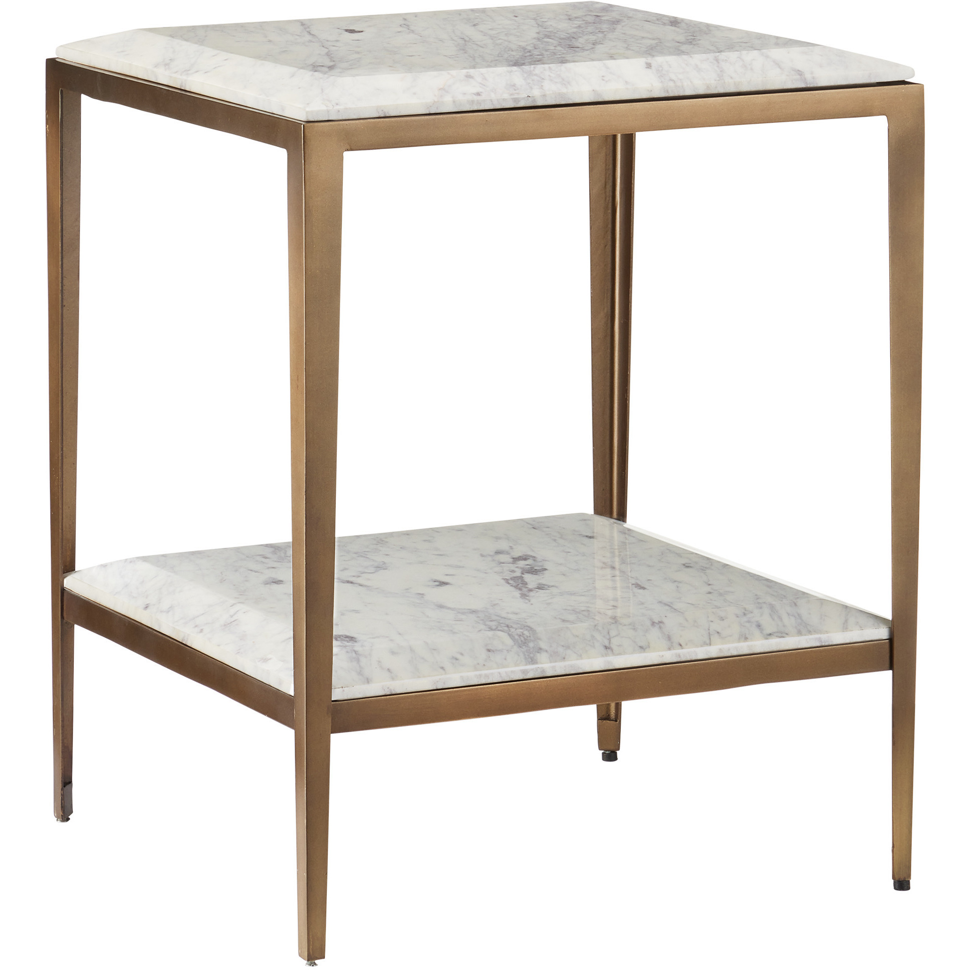 Oblique 20.5 X 16 inch Natural and Antique Brass Side Table