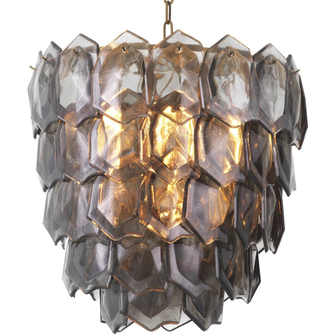 Elias 5 Light 23.62 inch Vintage Brass and Handmade Smoke Glass Pendant Ceiling Light