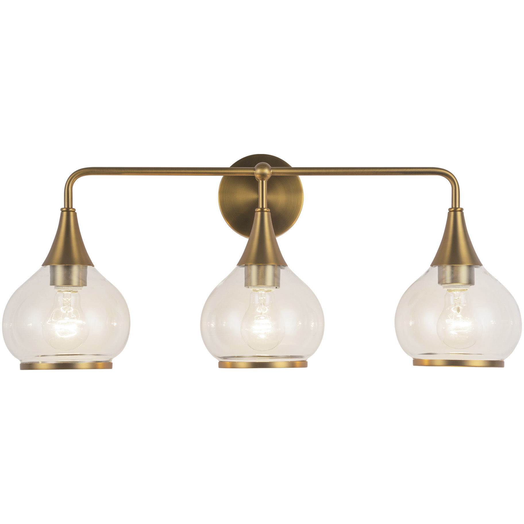 Alora Mood Hazel 3 Light 26.75 inch Aged Gold Vanity Light Wall Light in Clear Glass