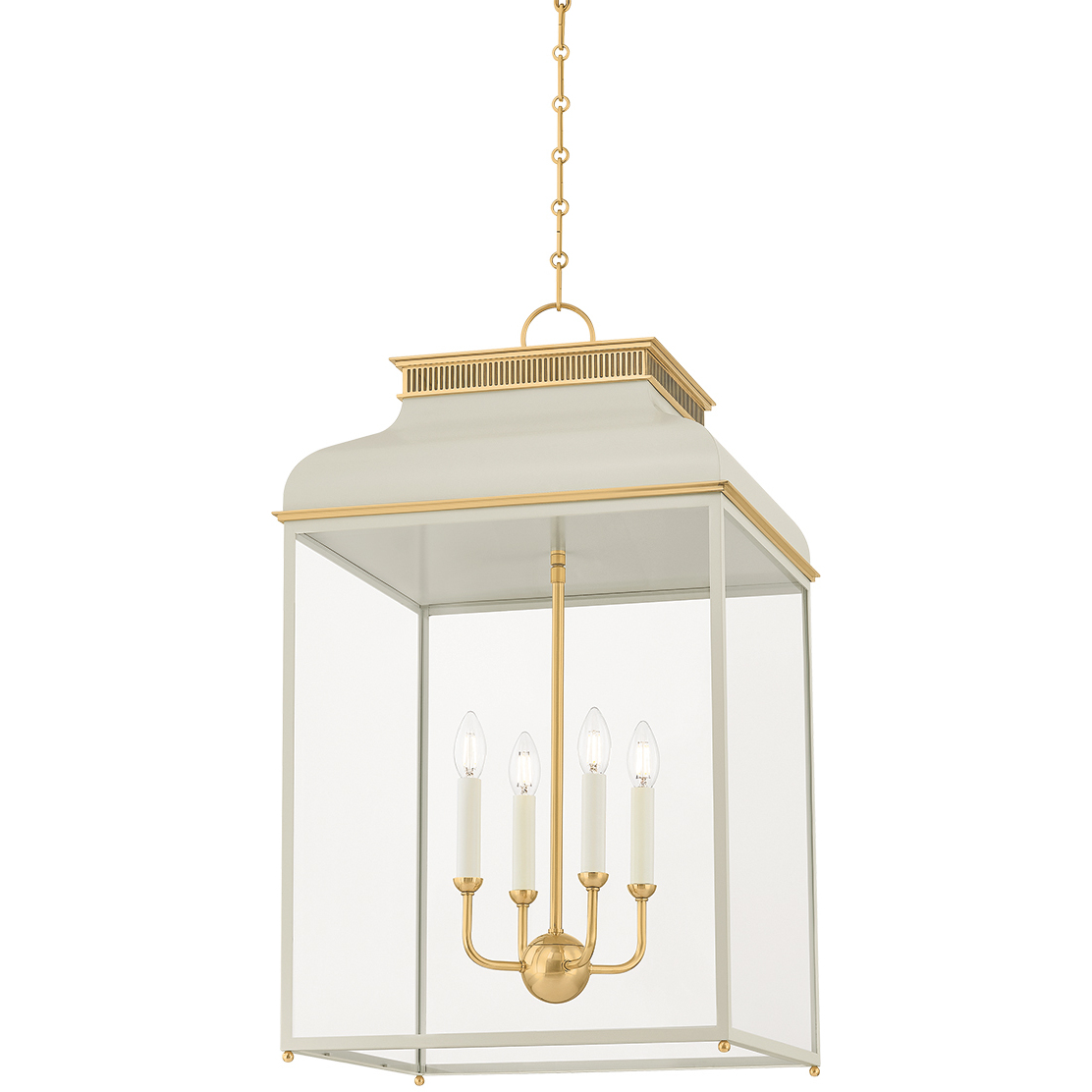 Houghton 4 Light 19 inch Aged Brass/Off-White Lantern Ceiling Light