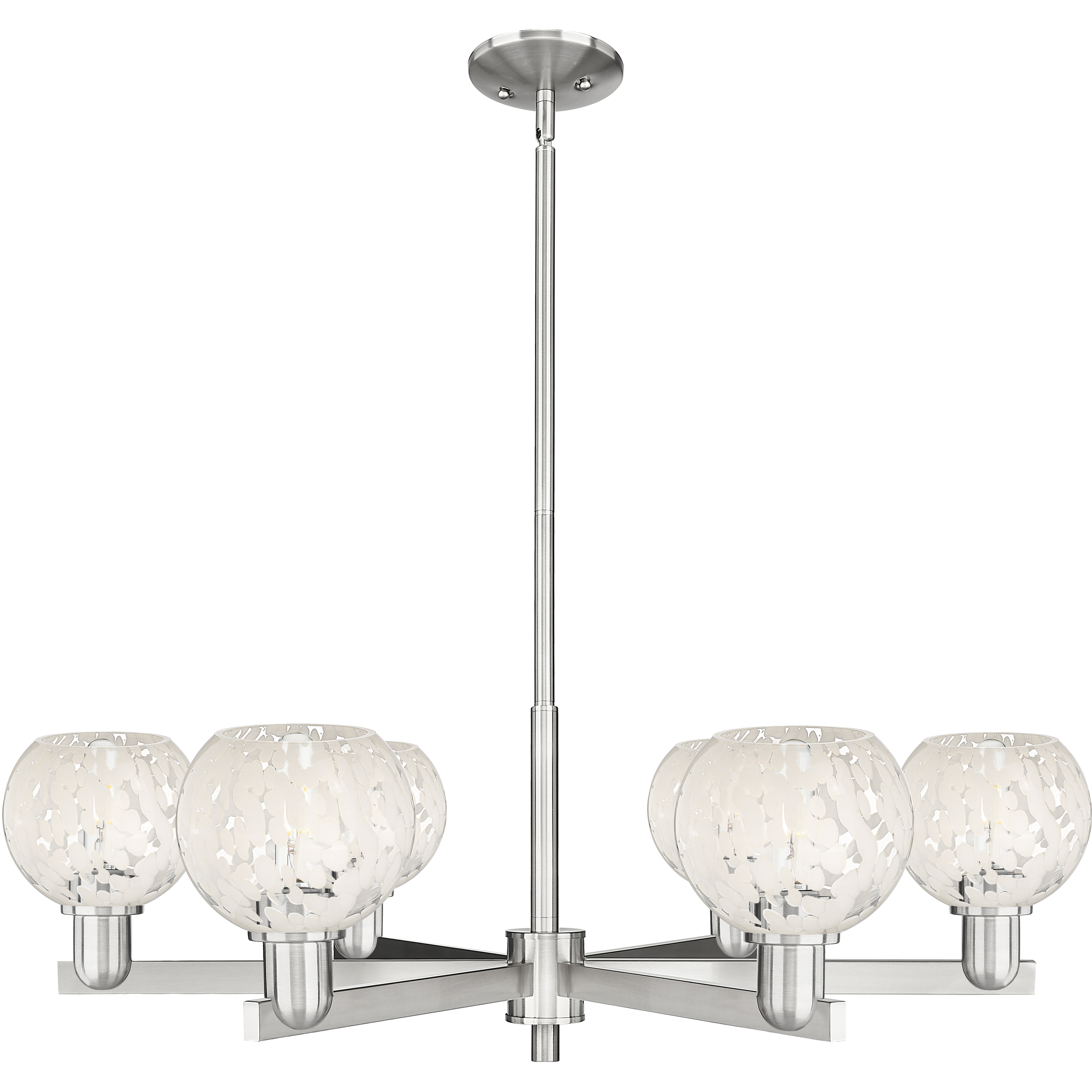 Arcadia White Mouchette 6 Light 35.75 inch Satin Nickel Chandelier Ceiling Light