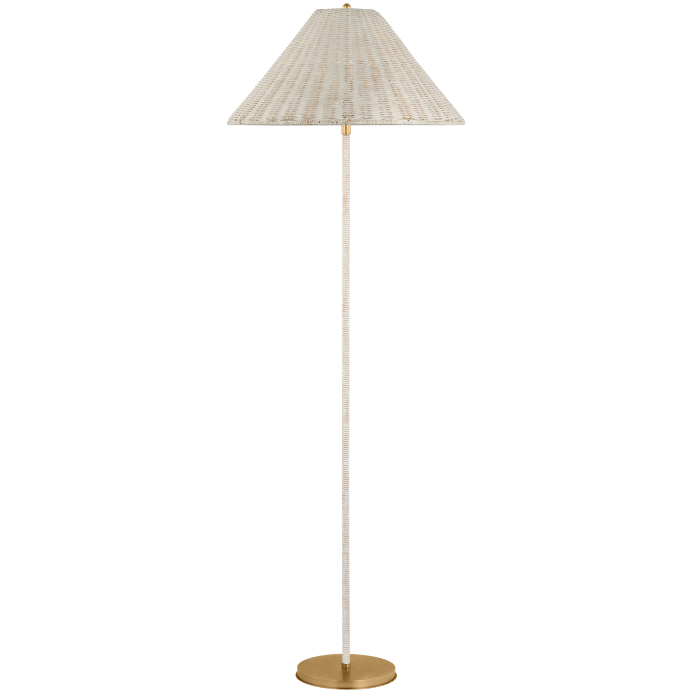 Marie Flanigan Wimberley 60 inch 15 watt Soft Brass Wrapped Floor Lamp Portable Light in White Wicker, Medium