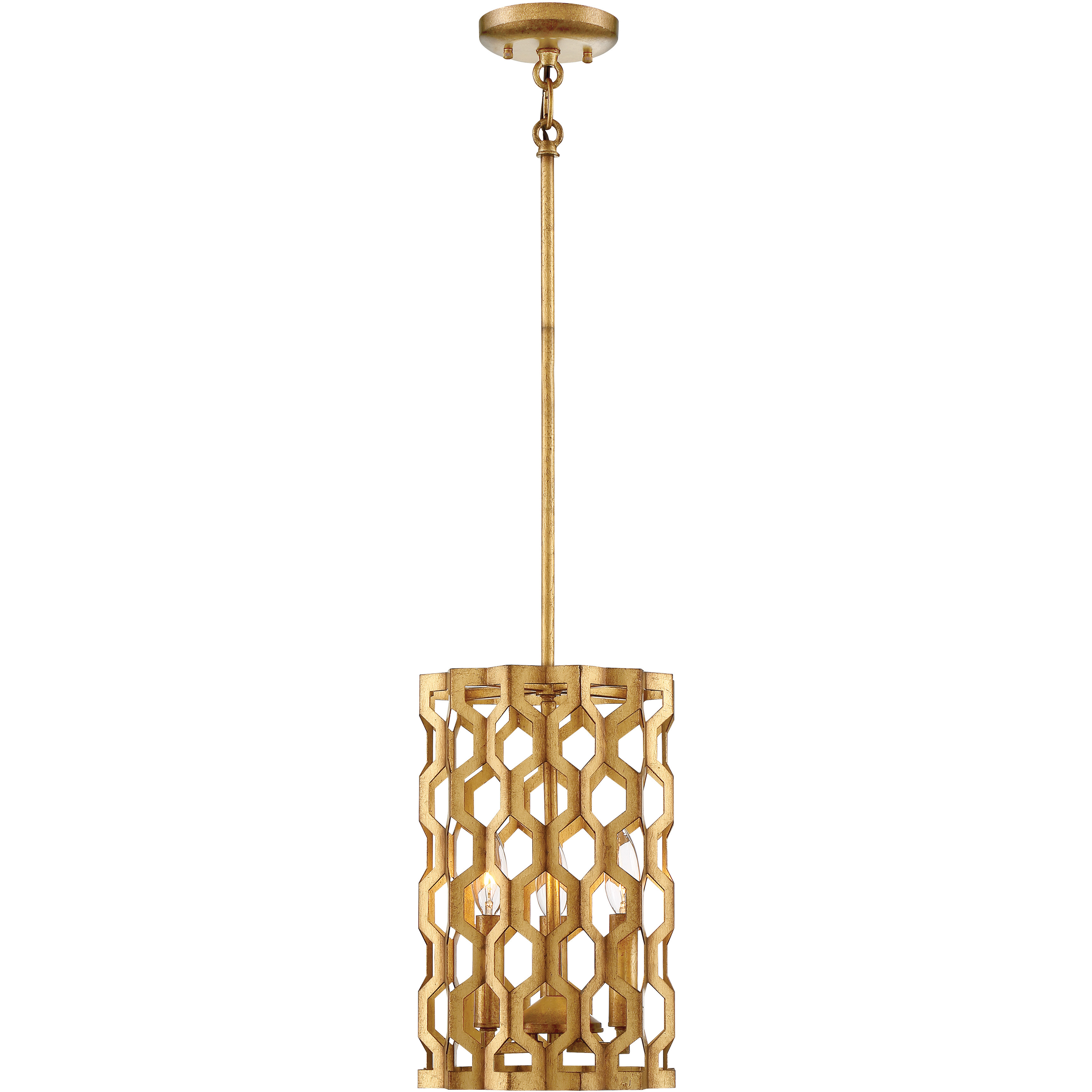 Coronade 3 Light 9 inch Pandora Gold Leaf Mini Pendant Ceiling Light