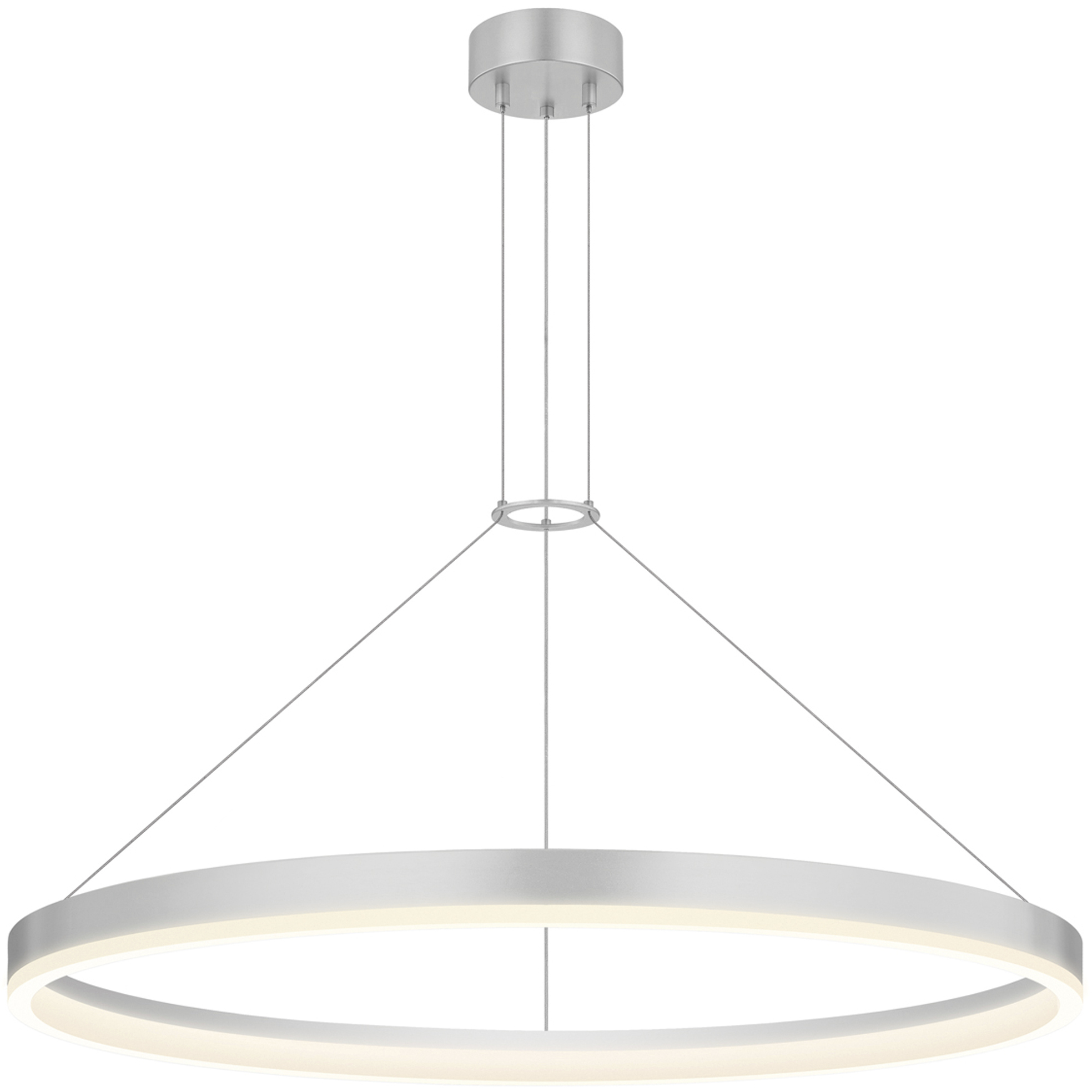 Corona LED 31.5 inch Bright Satin Aluminum Pendant Ceiling Light in 3000K, Standard Suspension