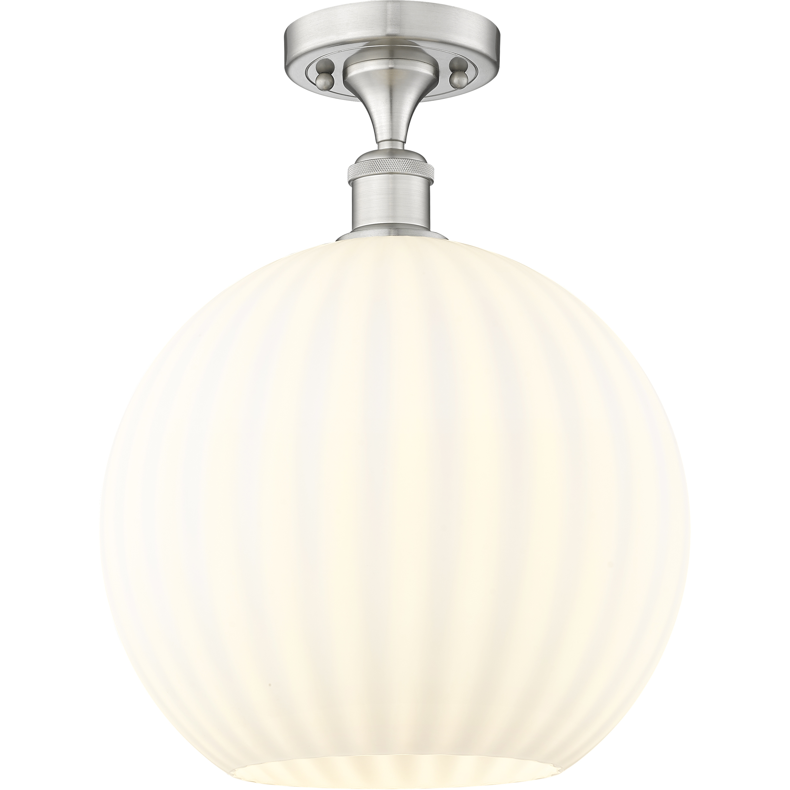 Edison White Venetian 1 Light 12 inch Brushed Satin Nickel Semi-Flush Mount Ceiling Light