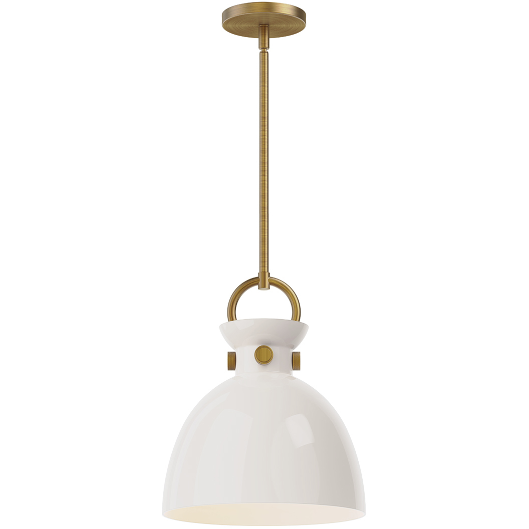 Alora Mood Waldo 1 Light 10.5 inch Aged Gold Pendant Ceiling Light in Glossy Opal Glass