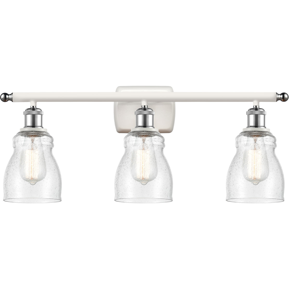 Ballston Ellery 3 Light 26 inch White and Polished Chrome Bath Vanity Light Wall Light in Seedy Glass, Ballston