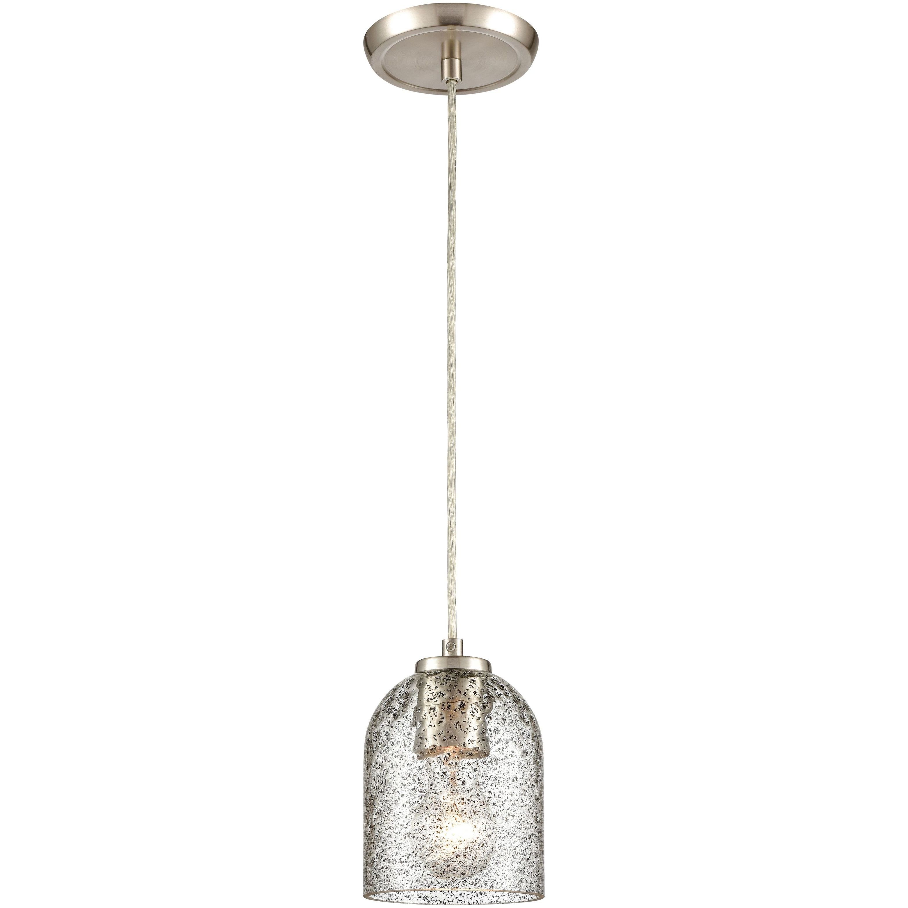 Sprinkle 1 Light 5 inch Satin Nickel Mini Pendant Ceiling Light in Ash Speckled Glass