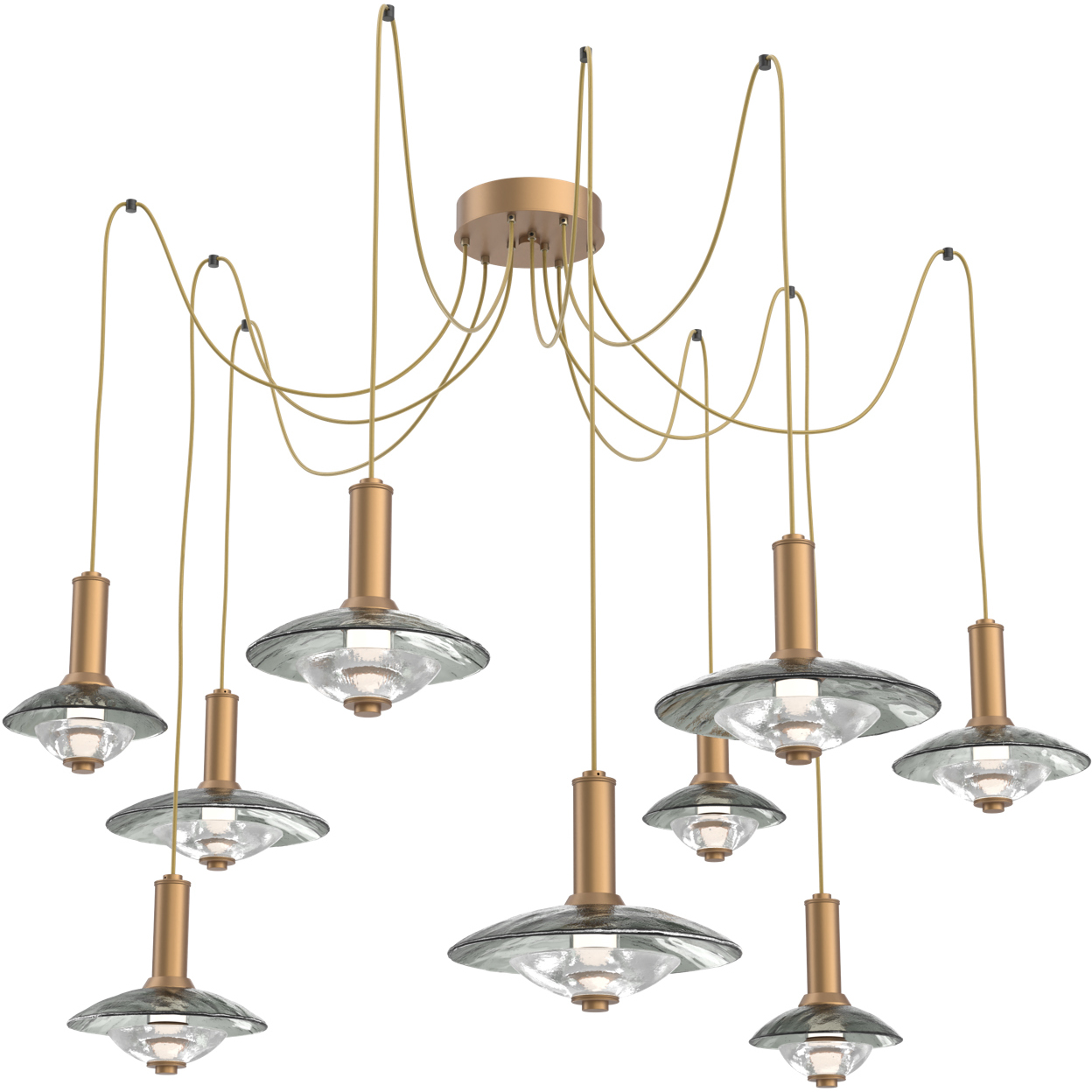 Cirrus LED 60 inch Novel Brass Swag Multi-Pendant Chandelier Ceiling Light in 3000K LED, Smoke Granite
