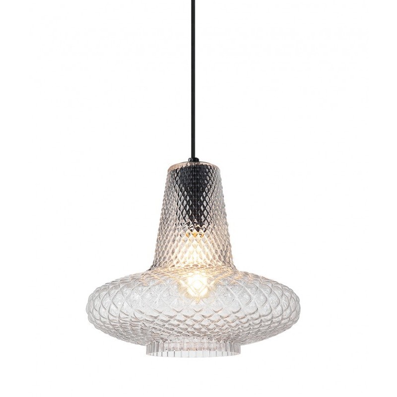 Quilted Gem 1 Light 12.63 inch Matte Black Pendant Ceiling Light in Clear