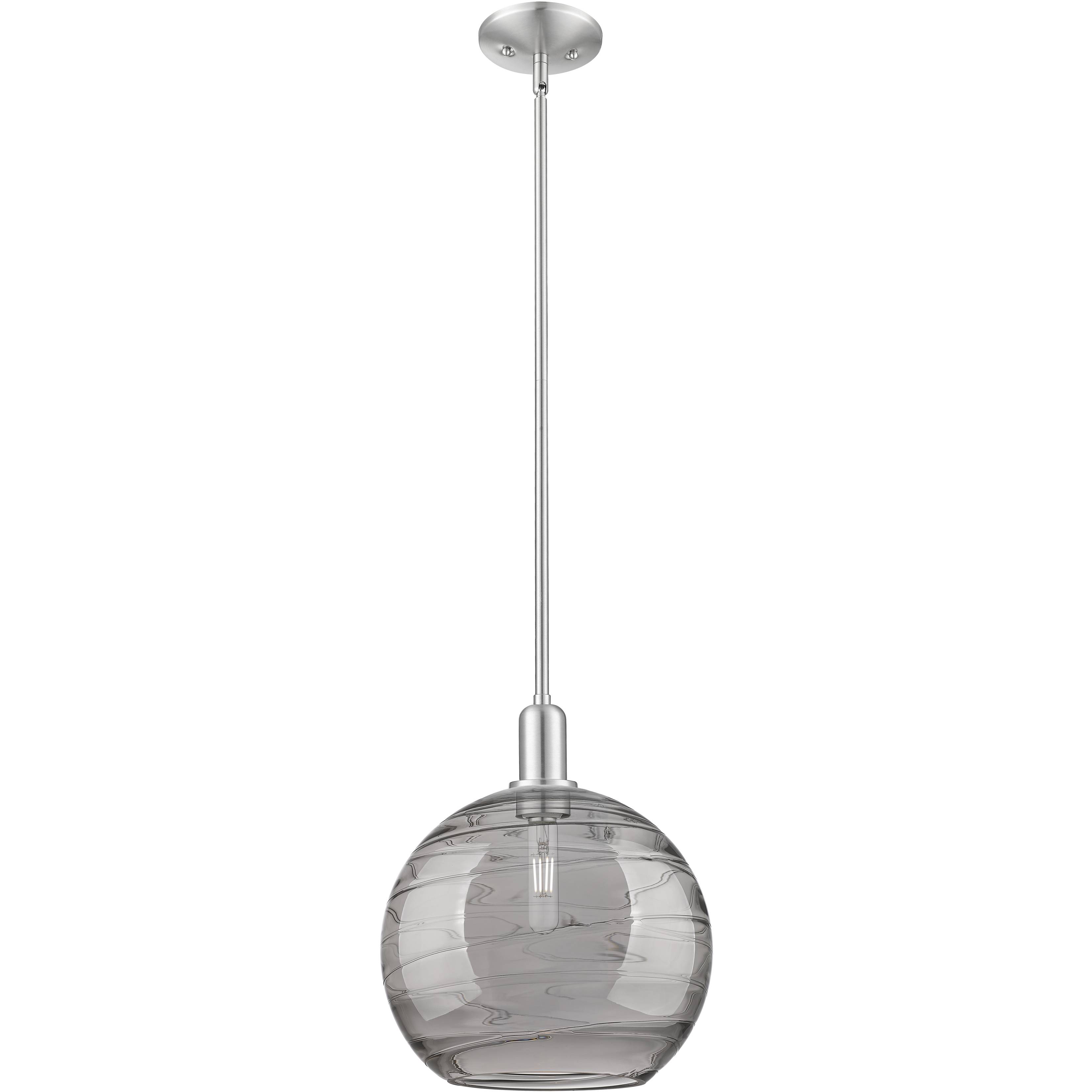 Arcadia Athens Deco Swirl 1 Light 12 inch Brushed Satin Nickel Mini Pendant Ceiling Light