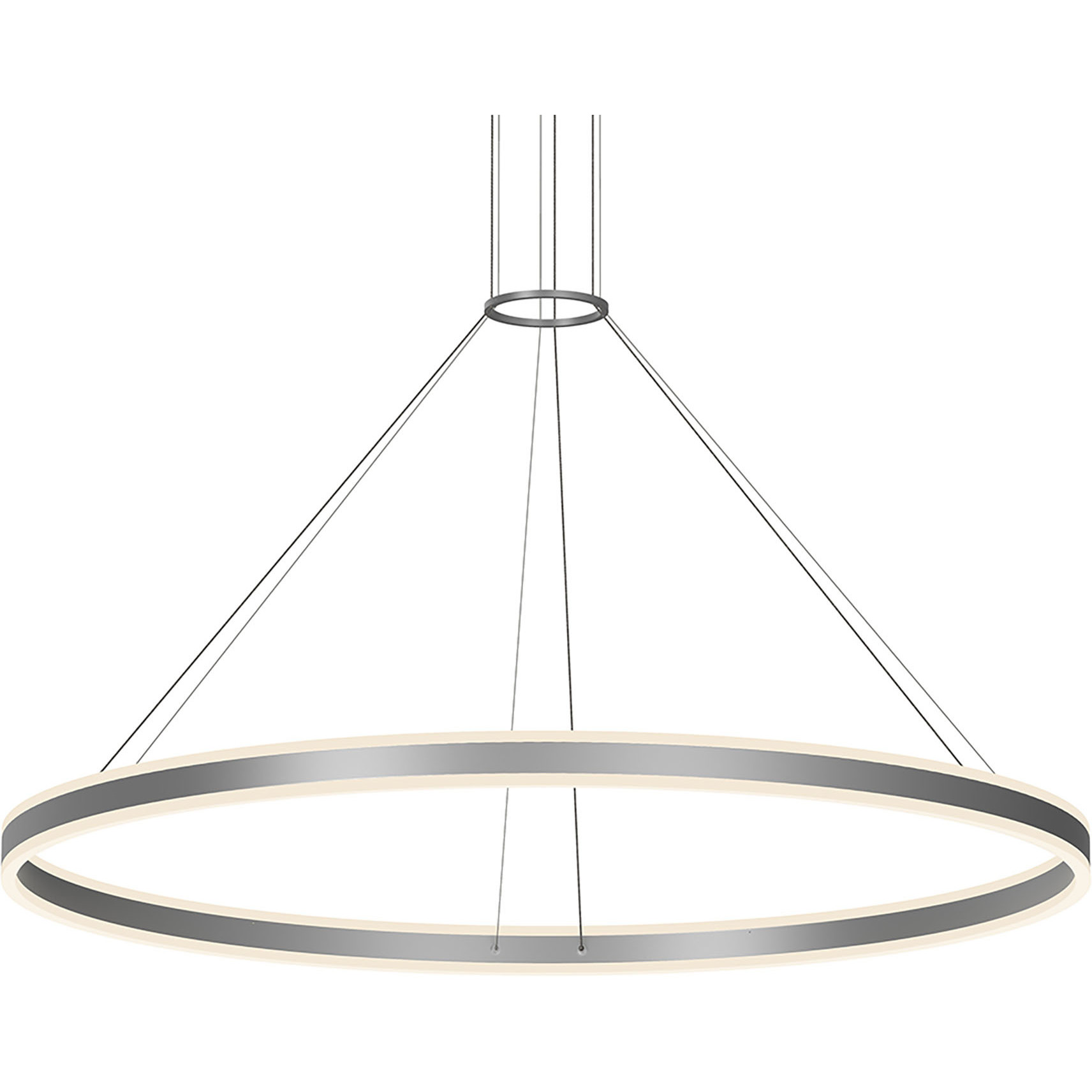 Double Corona LED 59 inch Bright Satin Aluminum Pendant Ceiling Light in Standard Suspension