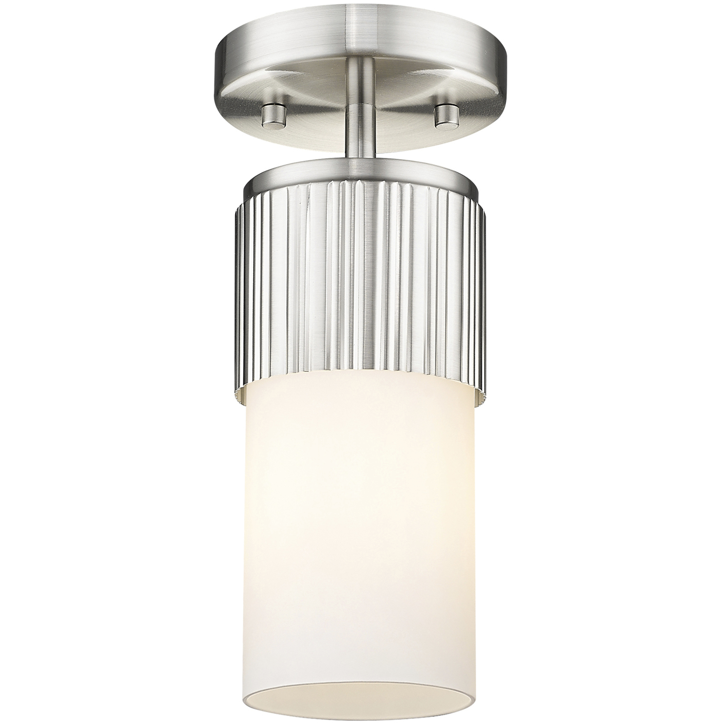 Bolivar 1 Light 4 inch Satin Nickel Flush Mount Ceiling Light in Matte White Glass