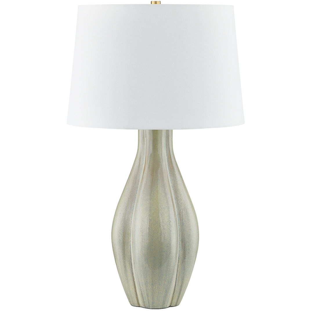 Galloway 30.75 inch 25 watt Aged Brass and Ceramic Coastal Green Table Lamp Portable Light