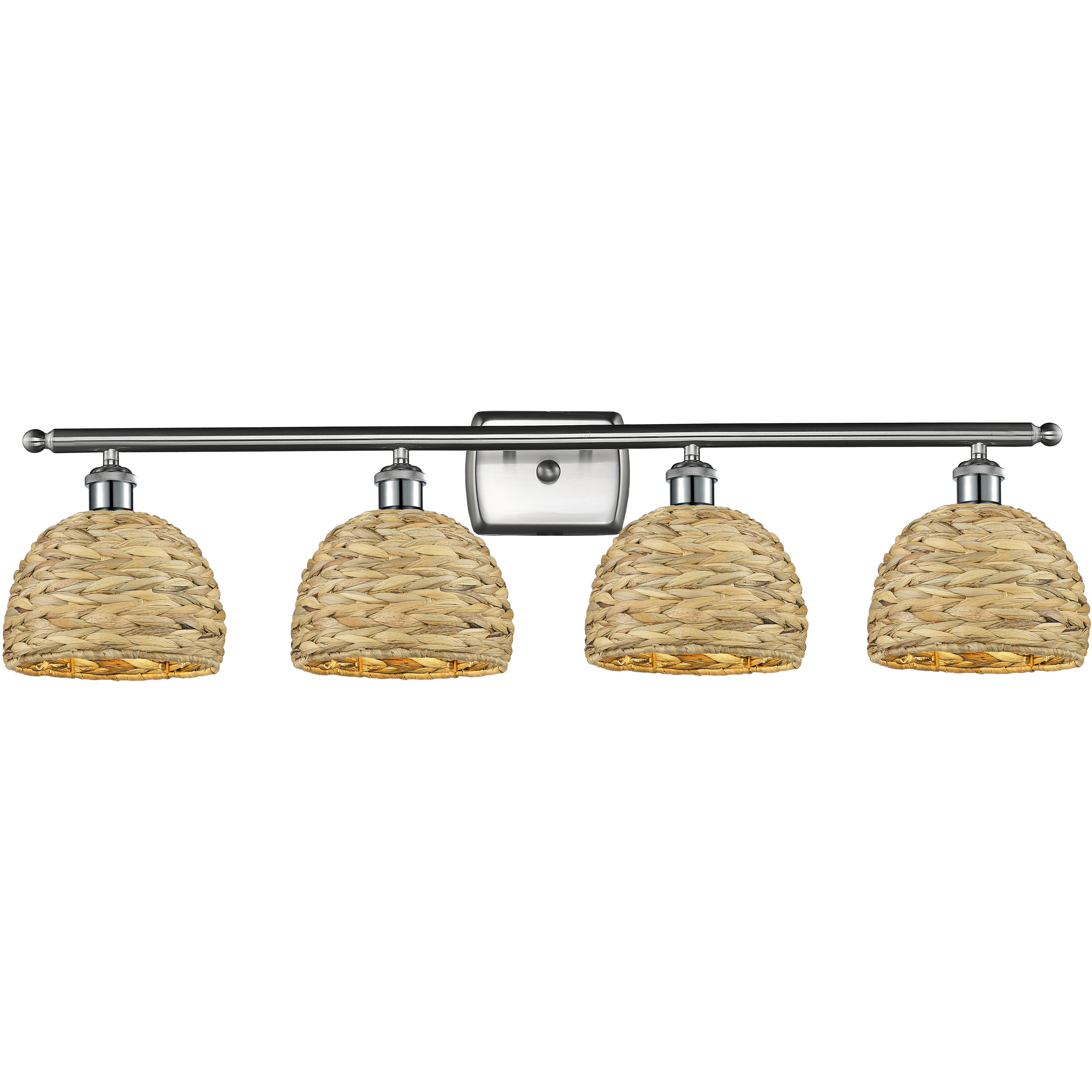 Woven Rattan 4 Light 38 inch Satin Nickel Bath Vanity Light Wall Light