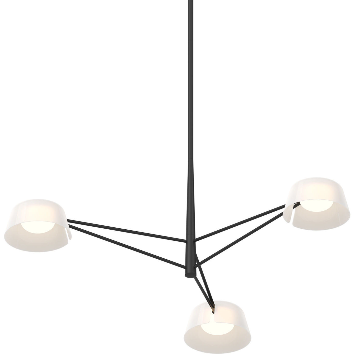 Ray LED 35.75 inch Satin Black Chandelier Ceiling Light in Opal White