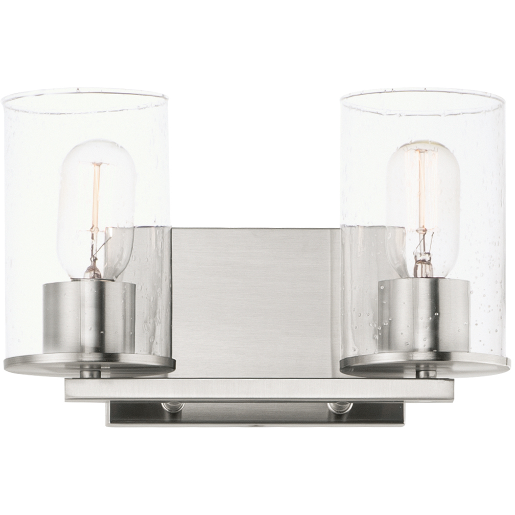 Sleek 2 Light 12 inch Satin Nickel Bath Vanity Wall Light
