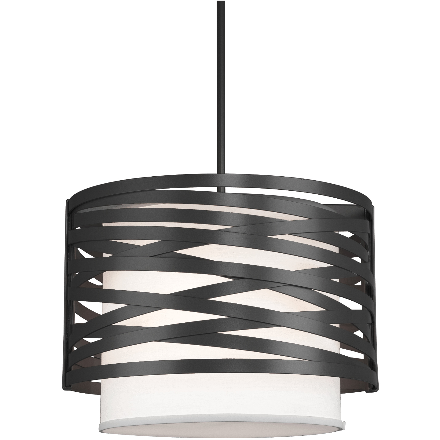Tempest 1 Light 18.3 inch Matte Black Chandelier Ceiling Light in White Linen, Drum