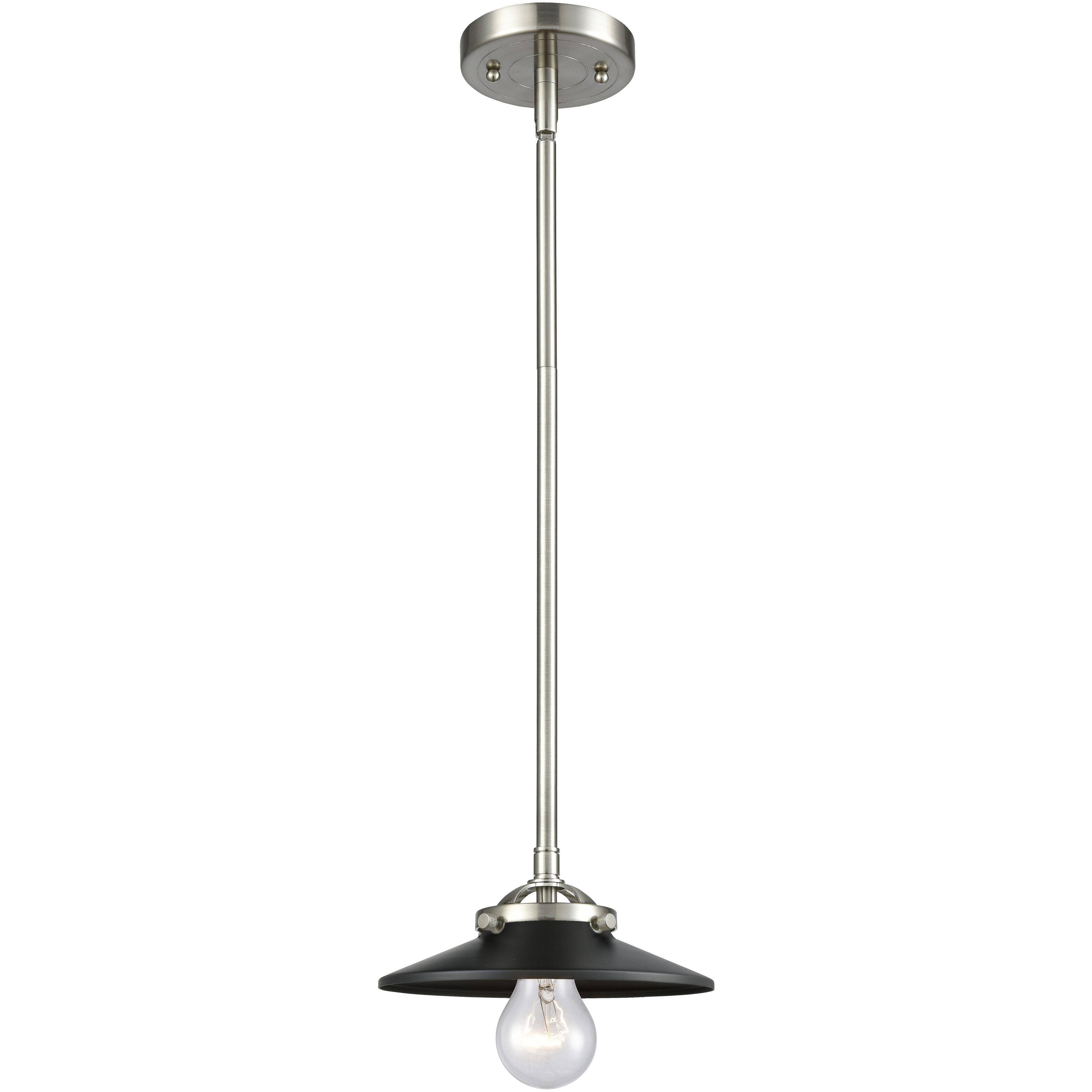 Nouveau Railroad 1 Light 8 inch Brushed Satin Nickel Mini Pendant Ceiling Light in Incandescent, Matte Black, Nouveau
