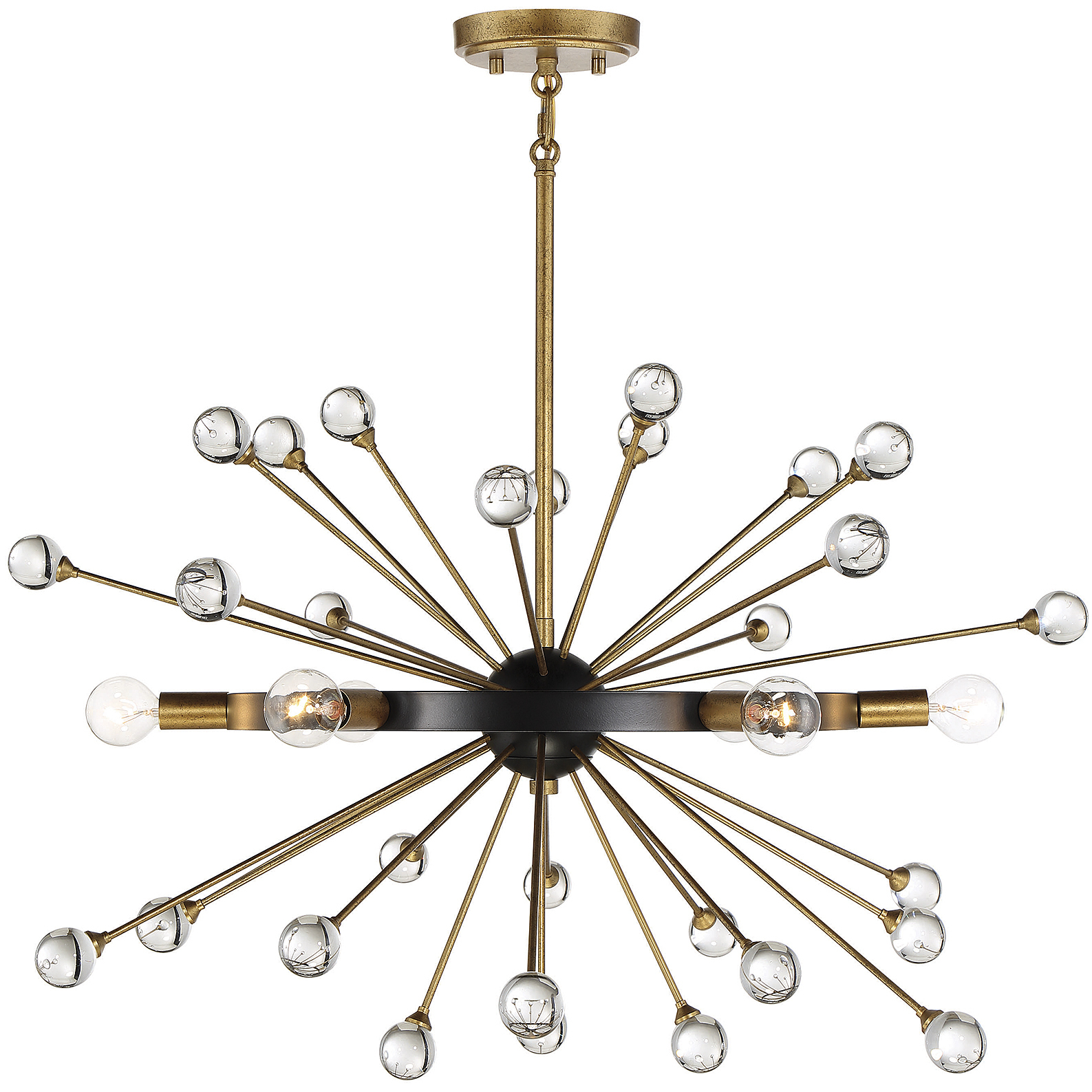 Ariel 6 Light 25 inch Como Black with Gold Chandelier Ceiling Light