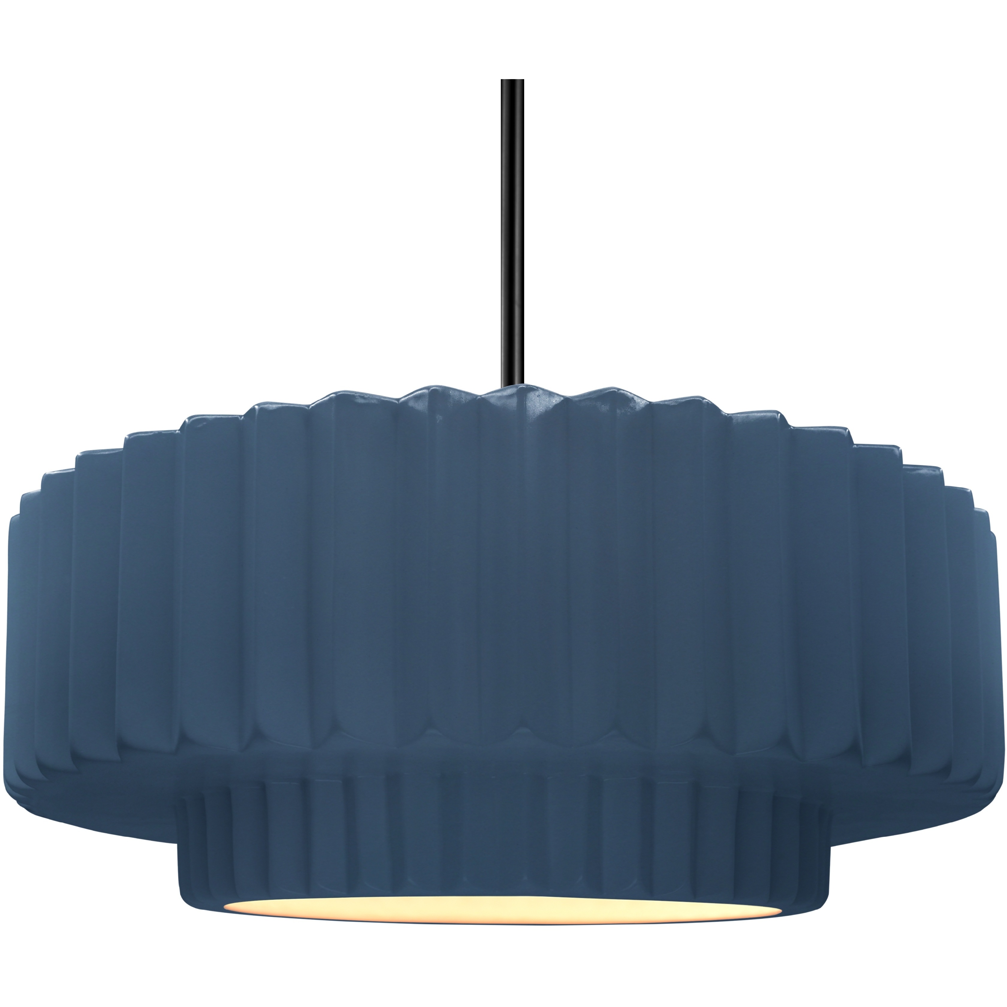 Radiance Collection - Pleated Tier Pendant Ceiling Light in Matte Black, Black Cord, Replaceable Bulb, Midnight Sky/Matte White, 16.25W x 6H, Form+Finish+Function