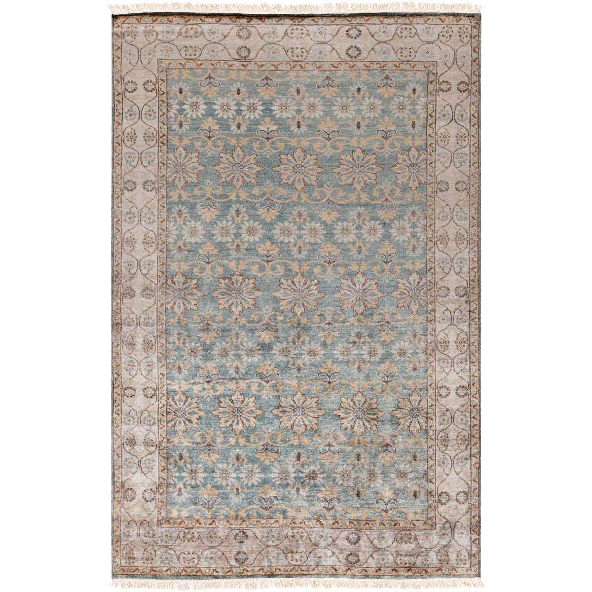 Theodora 108 X 72 inch Yellow and Gray Area Rug, Bamboo Silk