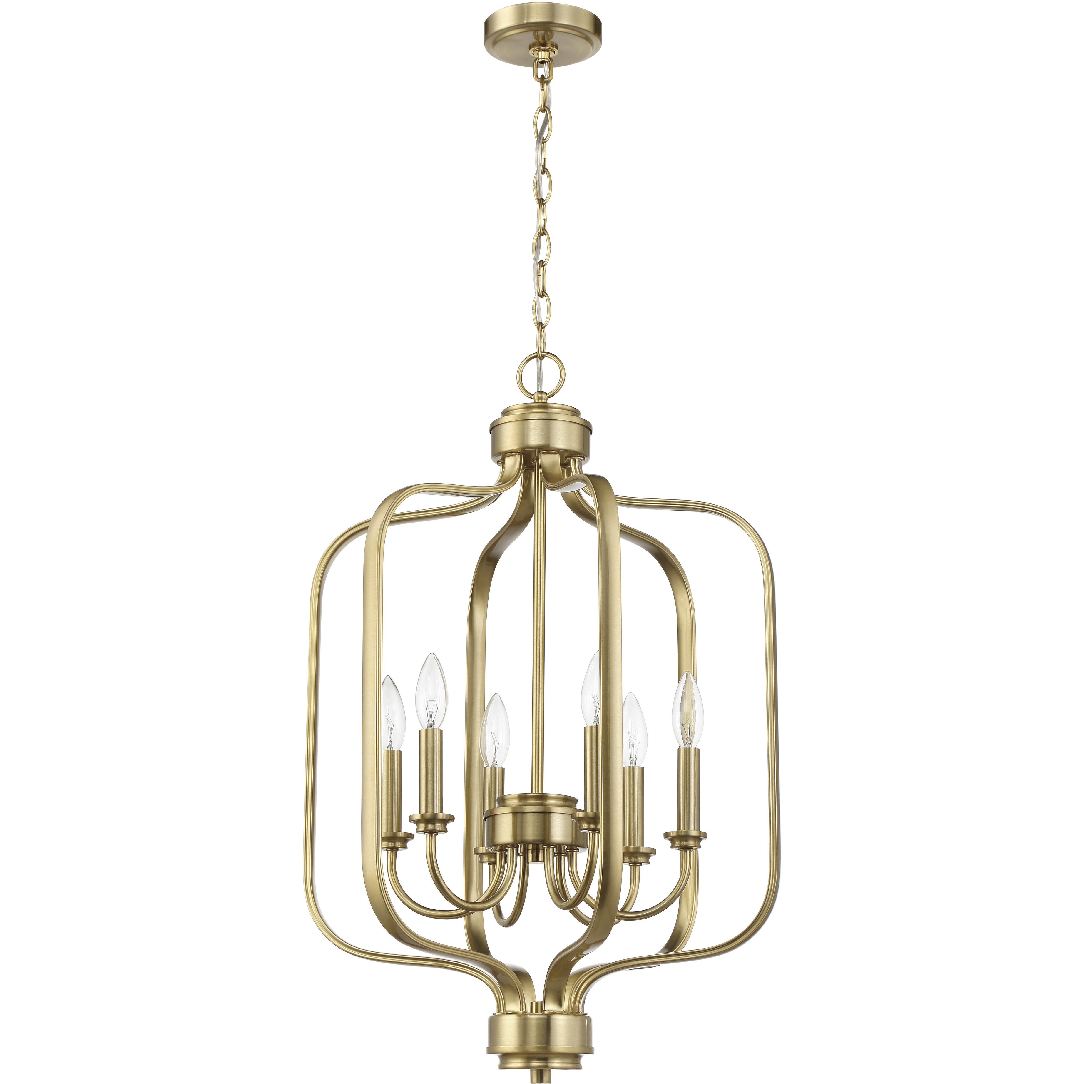 Bolden 6 Light 18 inch Satin Brass Foyer Pendant Ceiling Light
