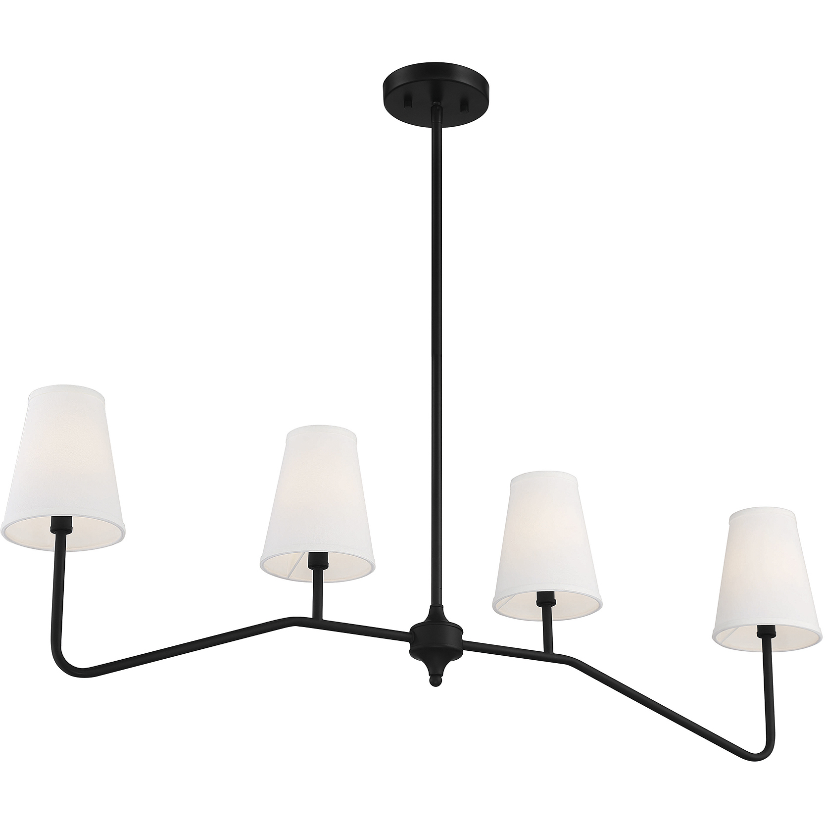 Modern 4 Light 40 inch Matte Black Linear Chandelier Ceiling Light