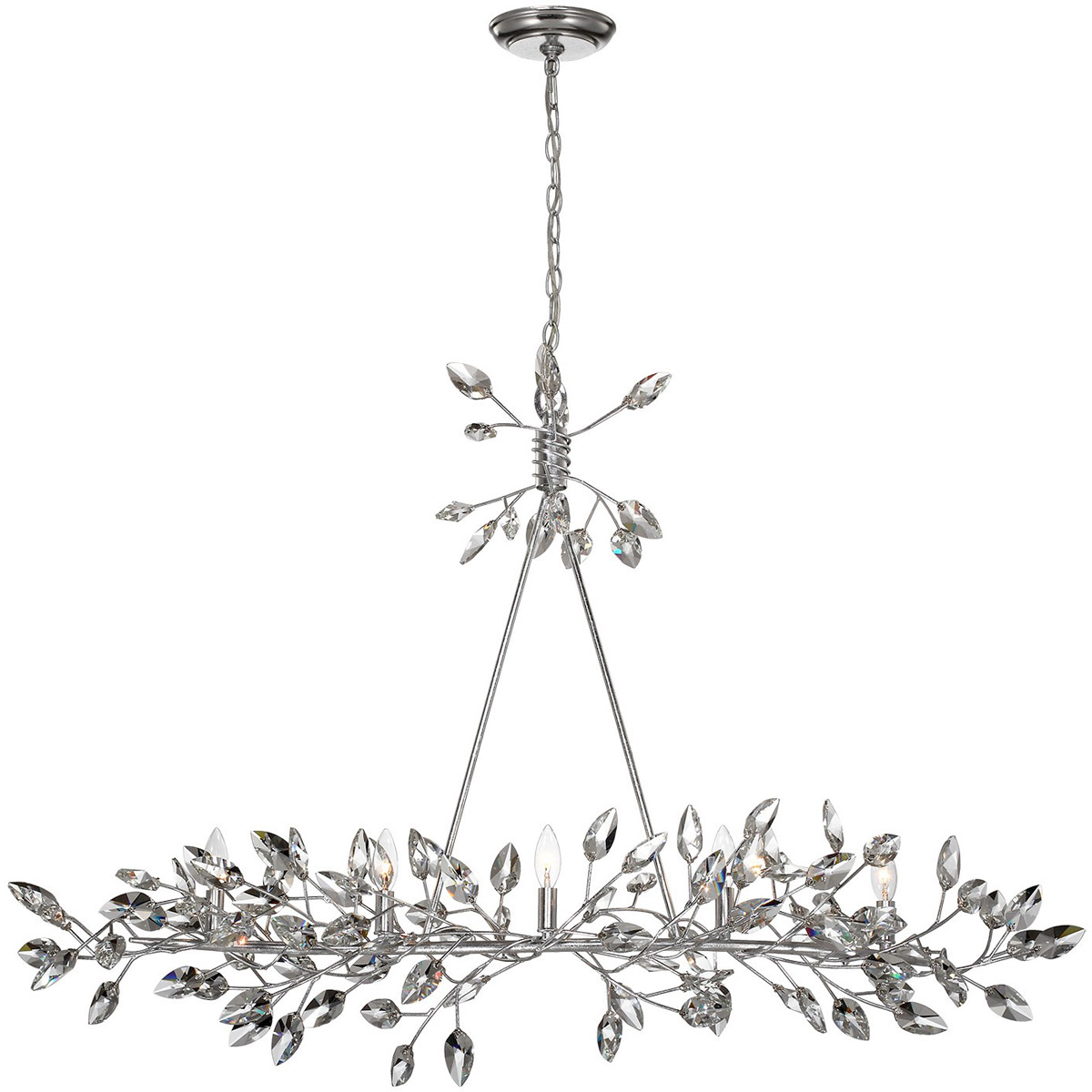 Misthaven 5 Light 13 inch Silver Leaf with Clear Crystal Chandelier Ceiling Light