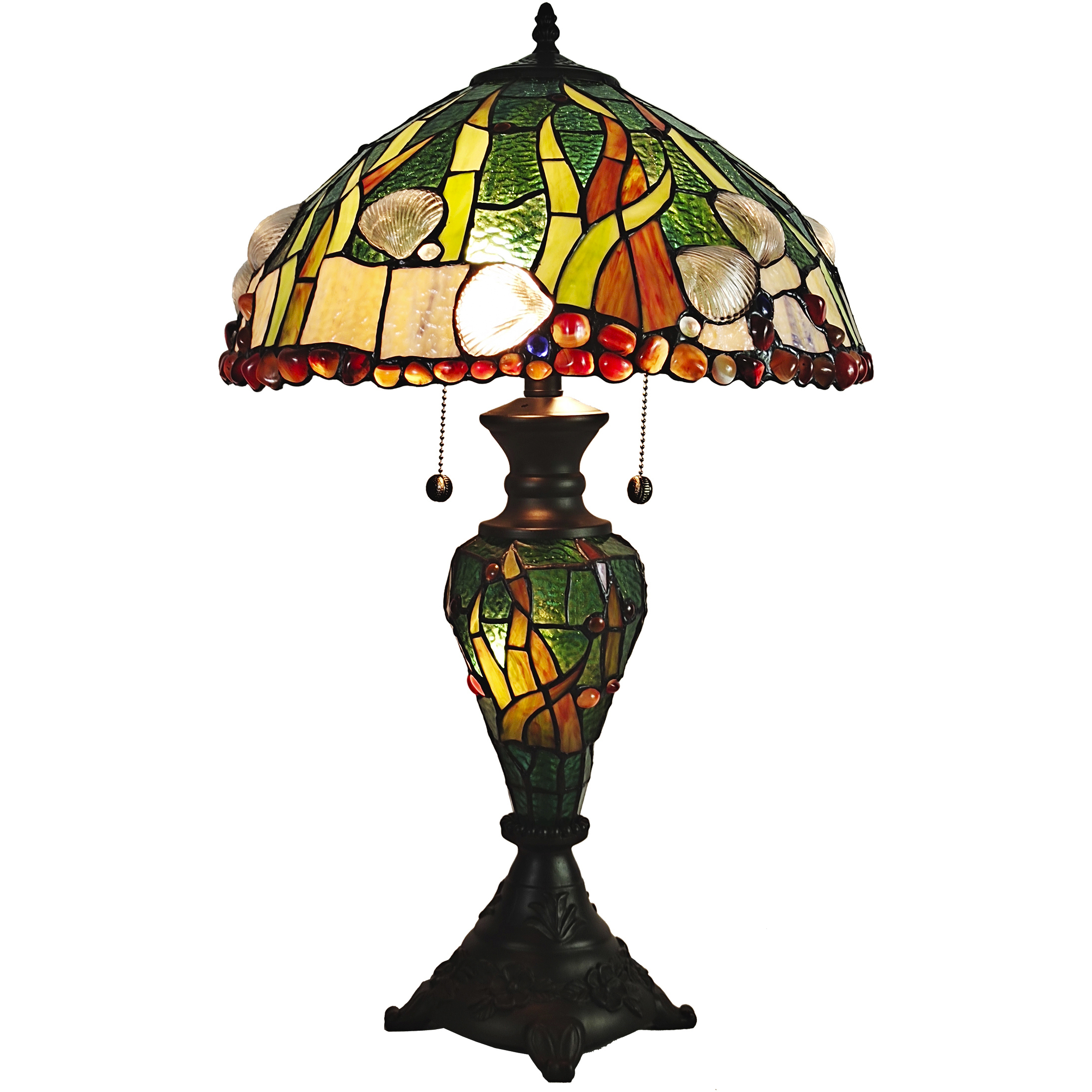 Coral Seashells 26 inch 75.00 watt Coffee Black Table Lamp with Night Light Portable Light