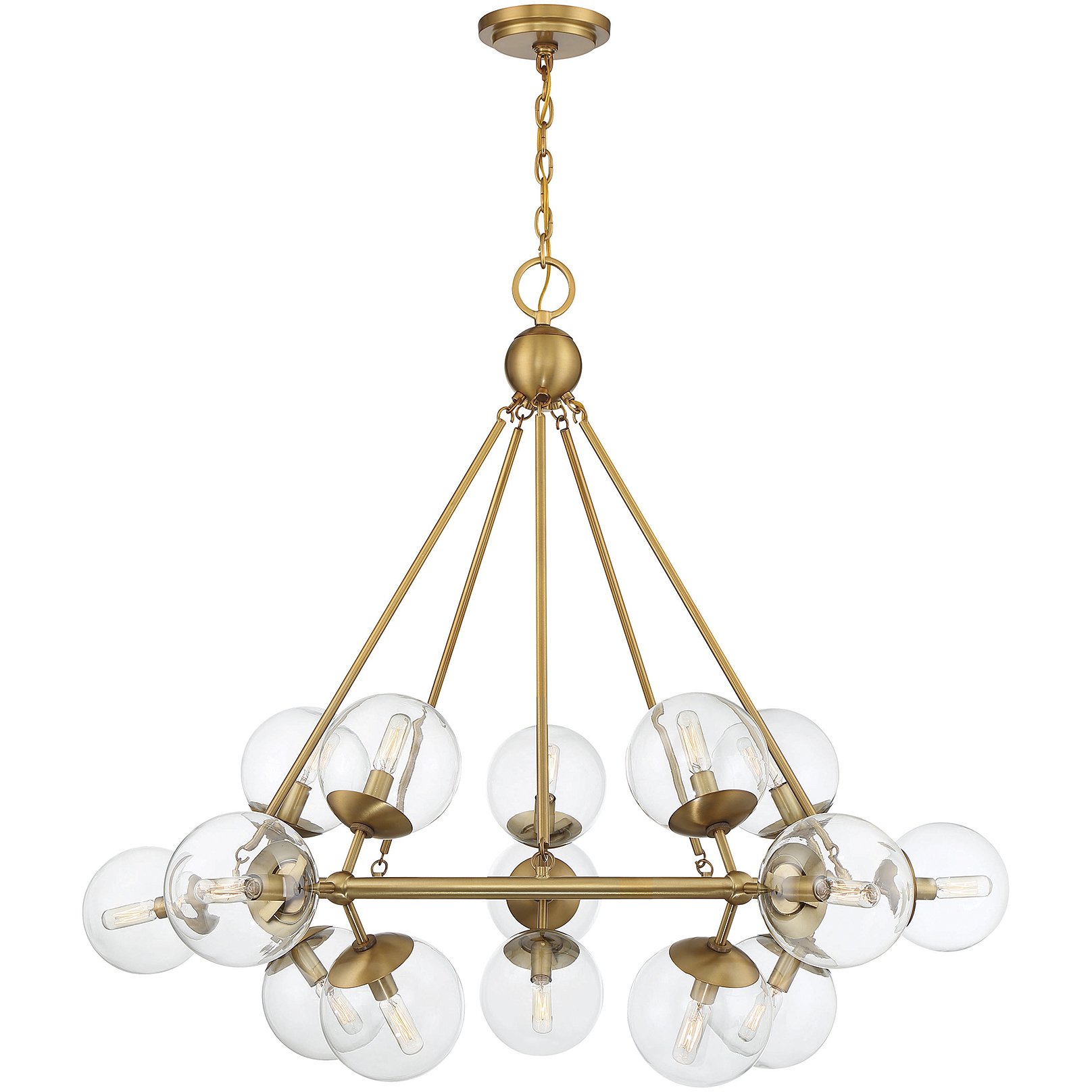 Orion 15 Light 45 inch Warm Brass Chandelier Ceiling Light