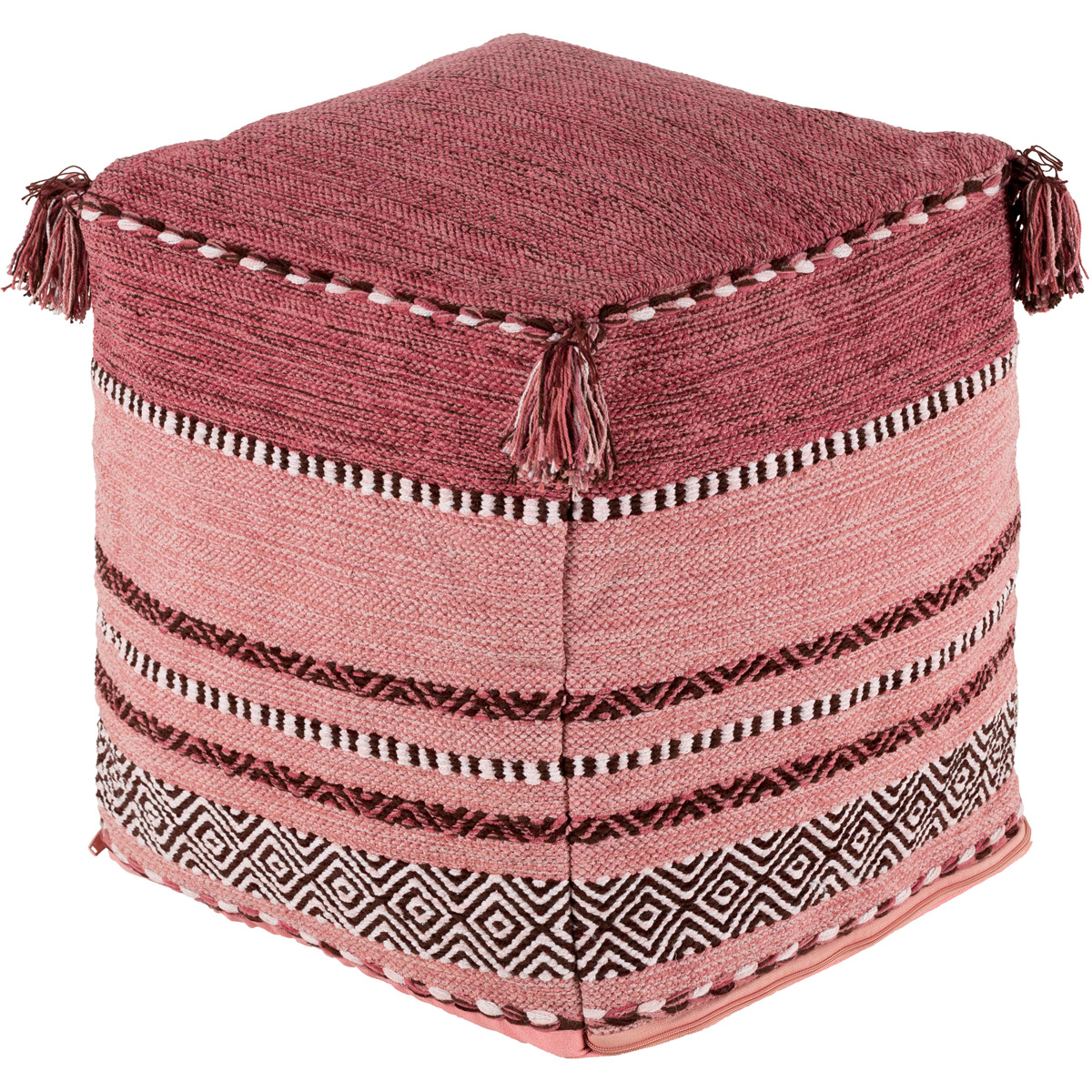 Trenza Bright Pink/Blush/White/Rose/Dark Brown Pouf