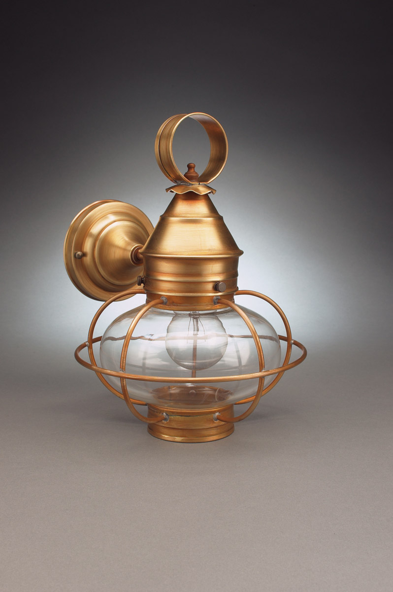 Onion 1 Light 13 inch Antique Copper Outdoor Wall Lantern in Clear Seedy Glass