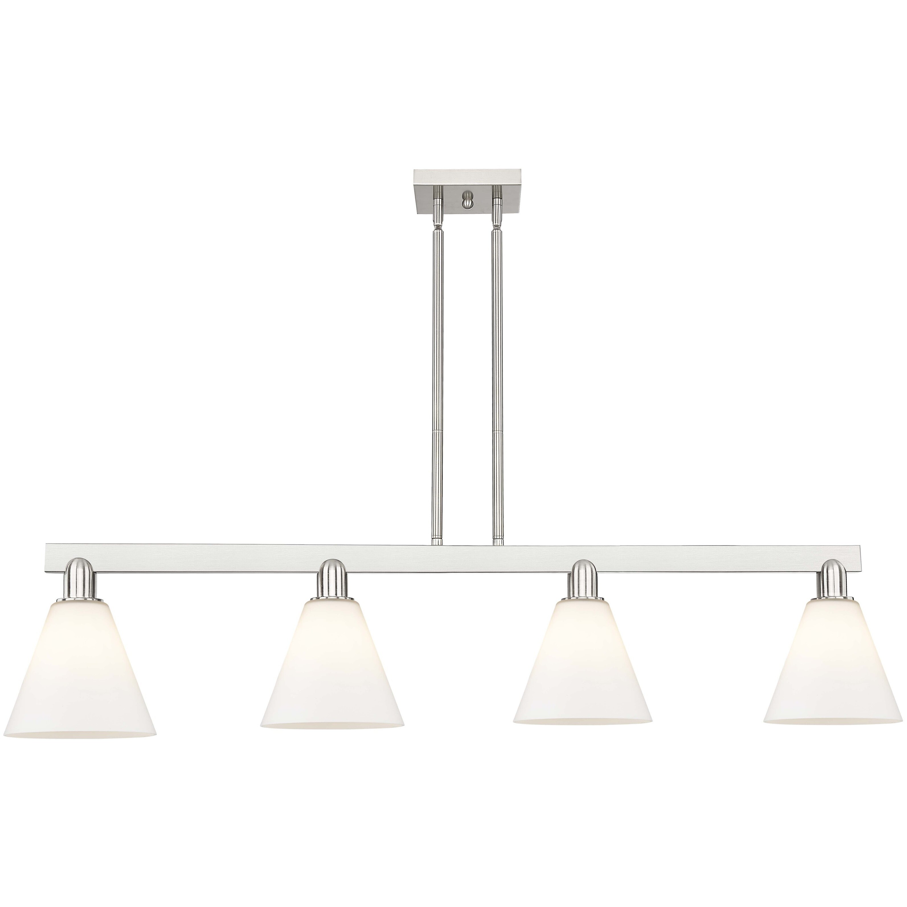 Arcadia Berkshire Glass Island Light Ceiling Light in Brushed Satin Nickel, Matte White