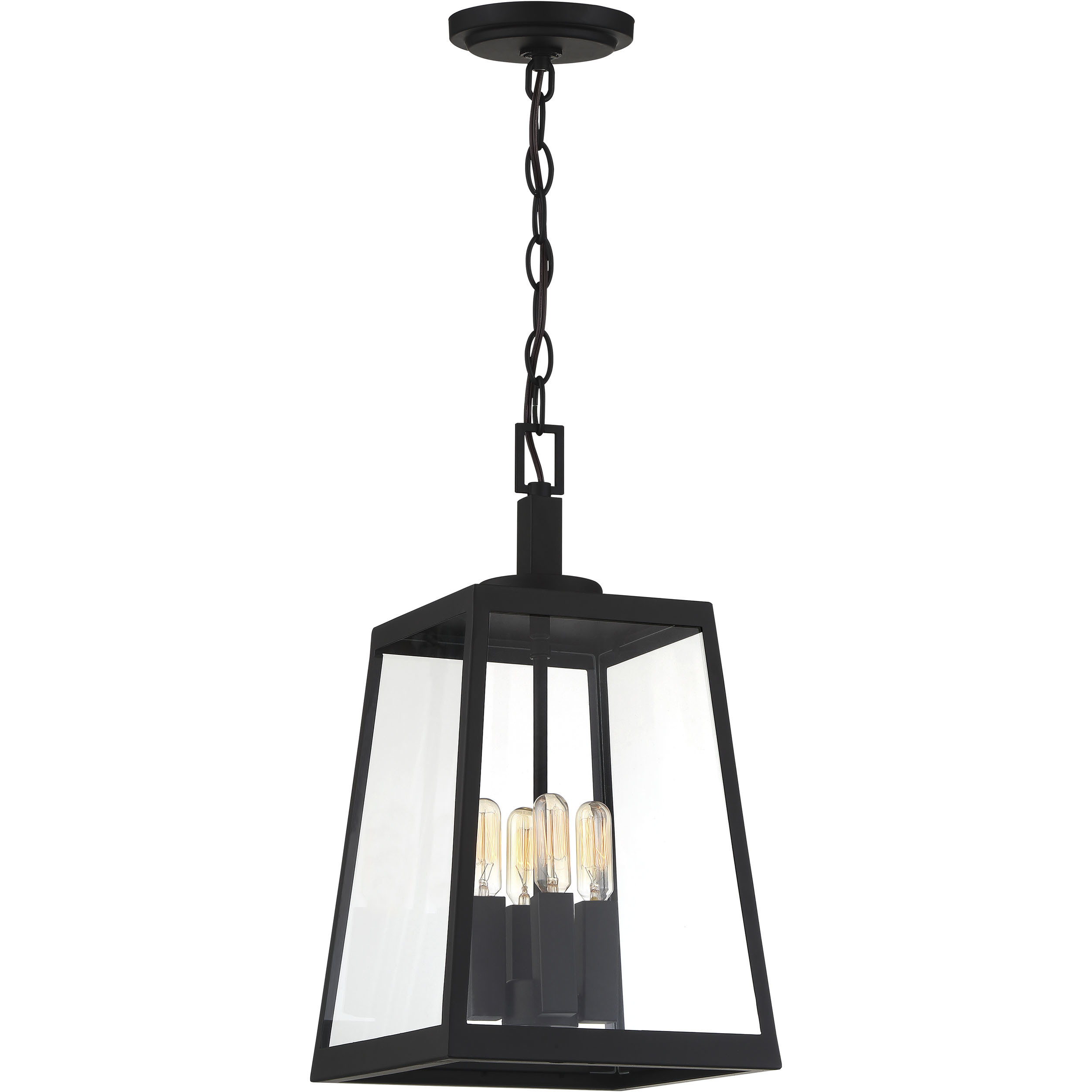 Halifax 4 Light 9.5 inch Matte Black and Glass Outdoor Hanging Lantern