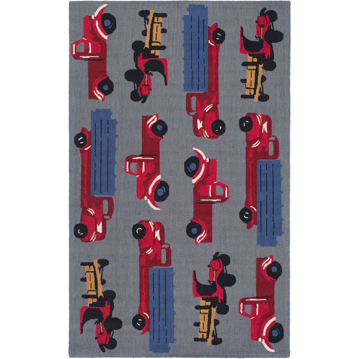 Tic Tac Toe 114 X 90 inch Gray and Red Area Rug, Wool