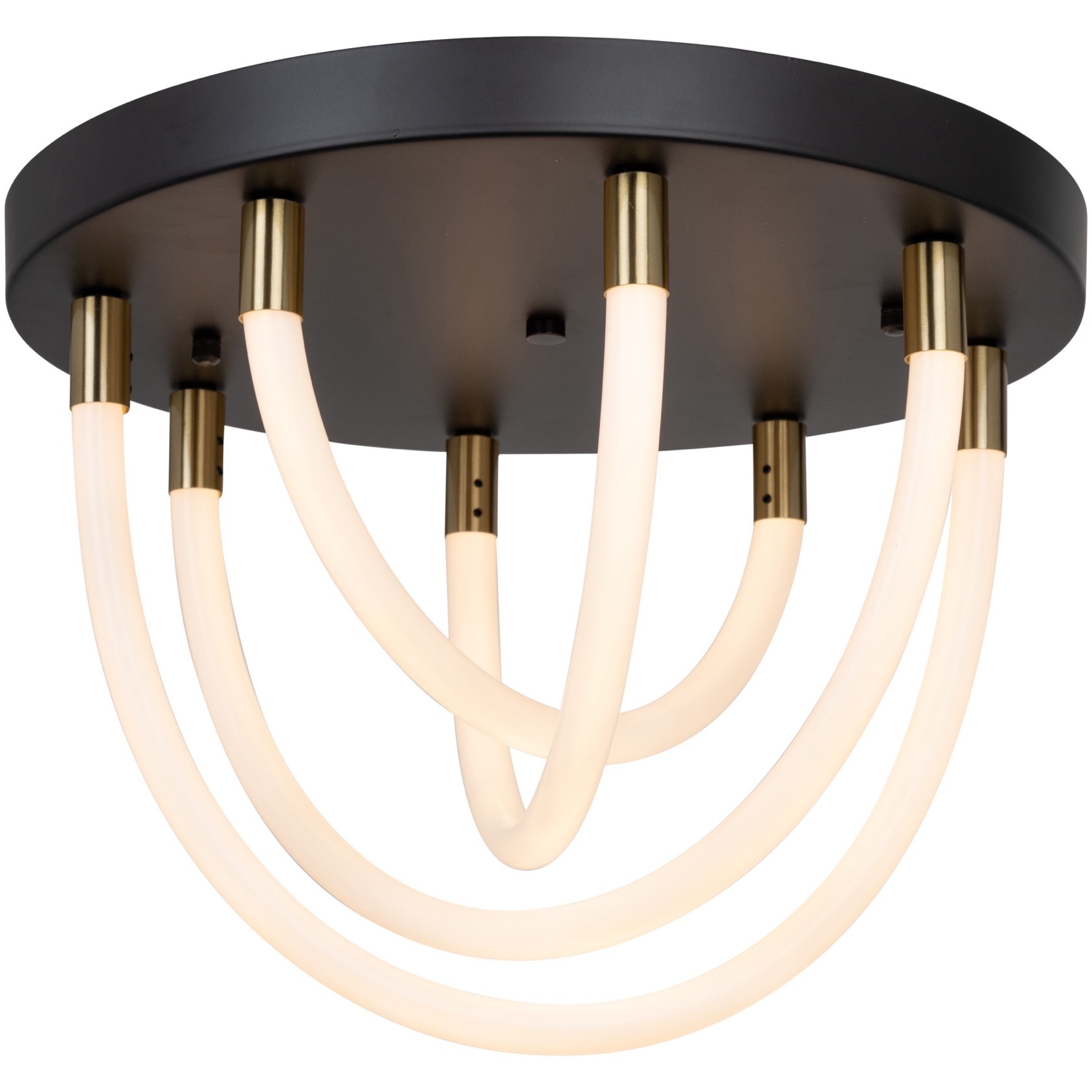 Cascata LED 15.75 inch Black and Brushed Brass Flush Mount Ceiling Light