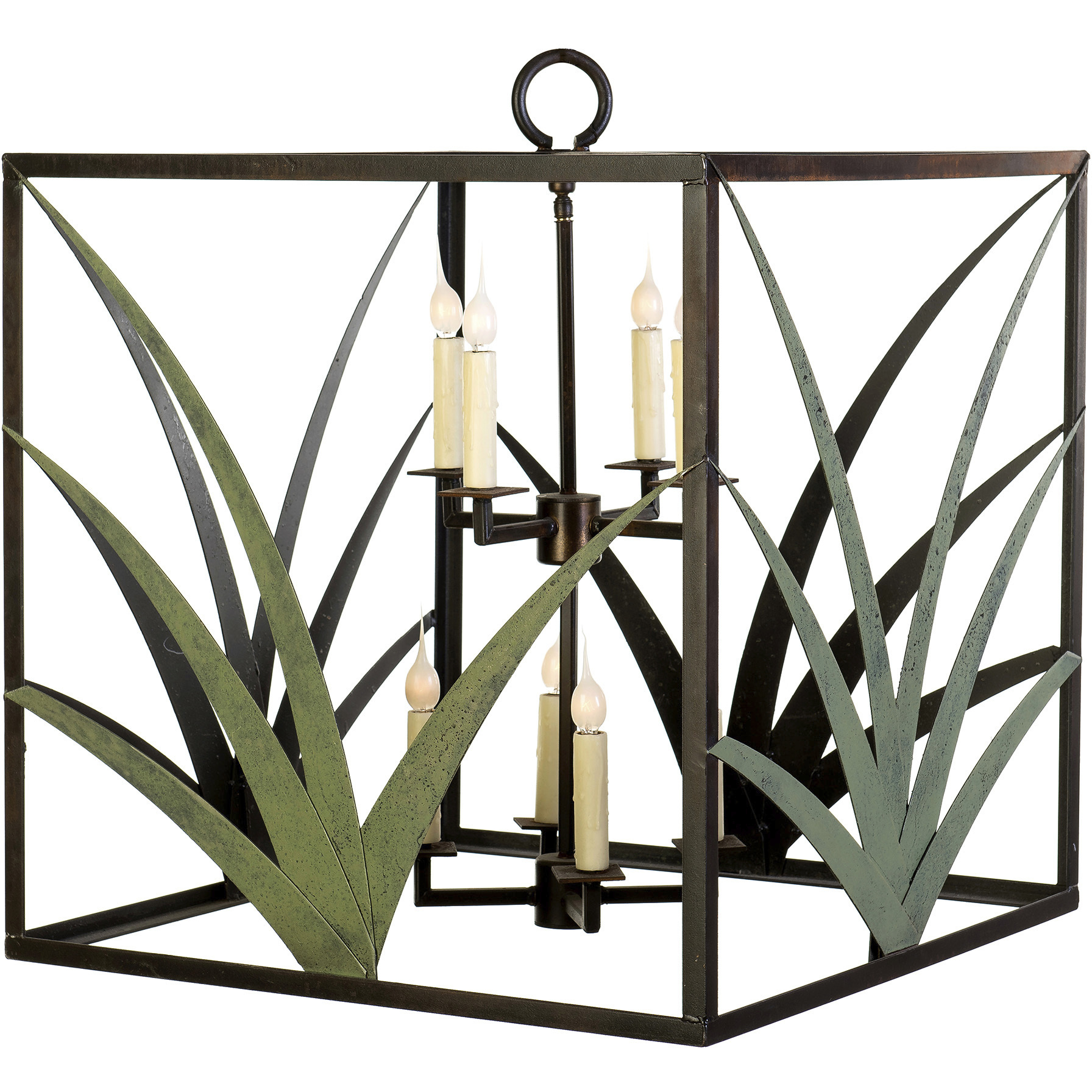 Palm Beach 8 Light Darkened Bronze and Antique Green Pendant Ceiling Light