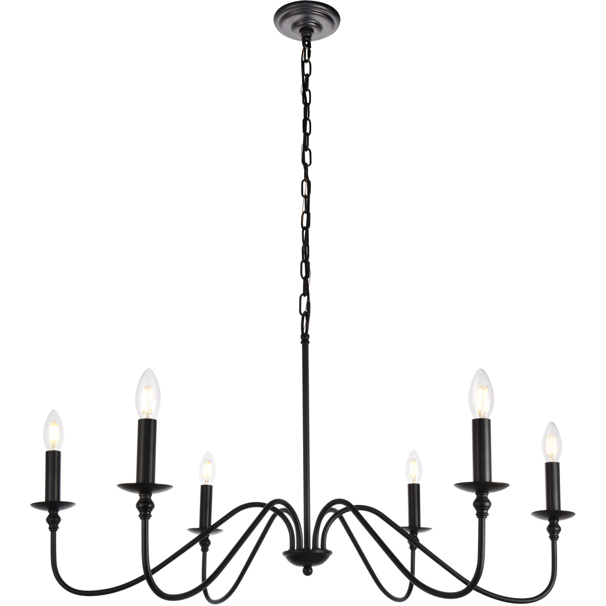 Rohan 6 Light 36 inch Matte Black Chandelier Ceiling Light