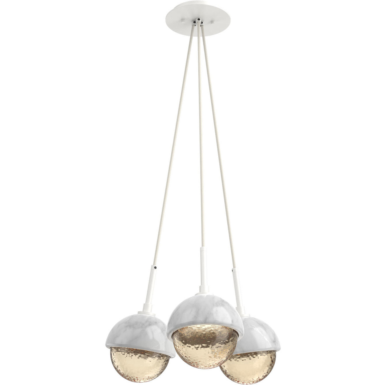 Cabochon LED 13.3 inch Salt White with White Marble Cluster Pendant Ceiling Light in 3000K LED, Amber