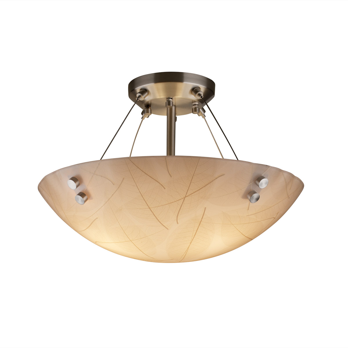 Finials LED 21 inch Brushed Nickel Semi-Flush Ceiling Light, Finials