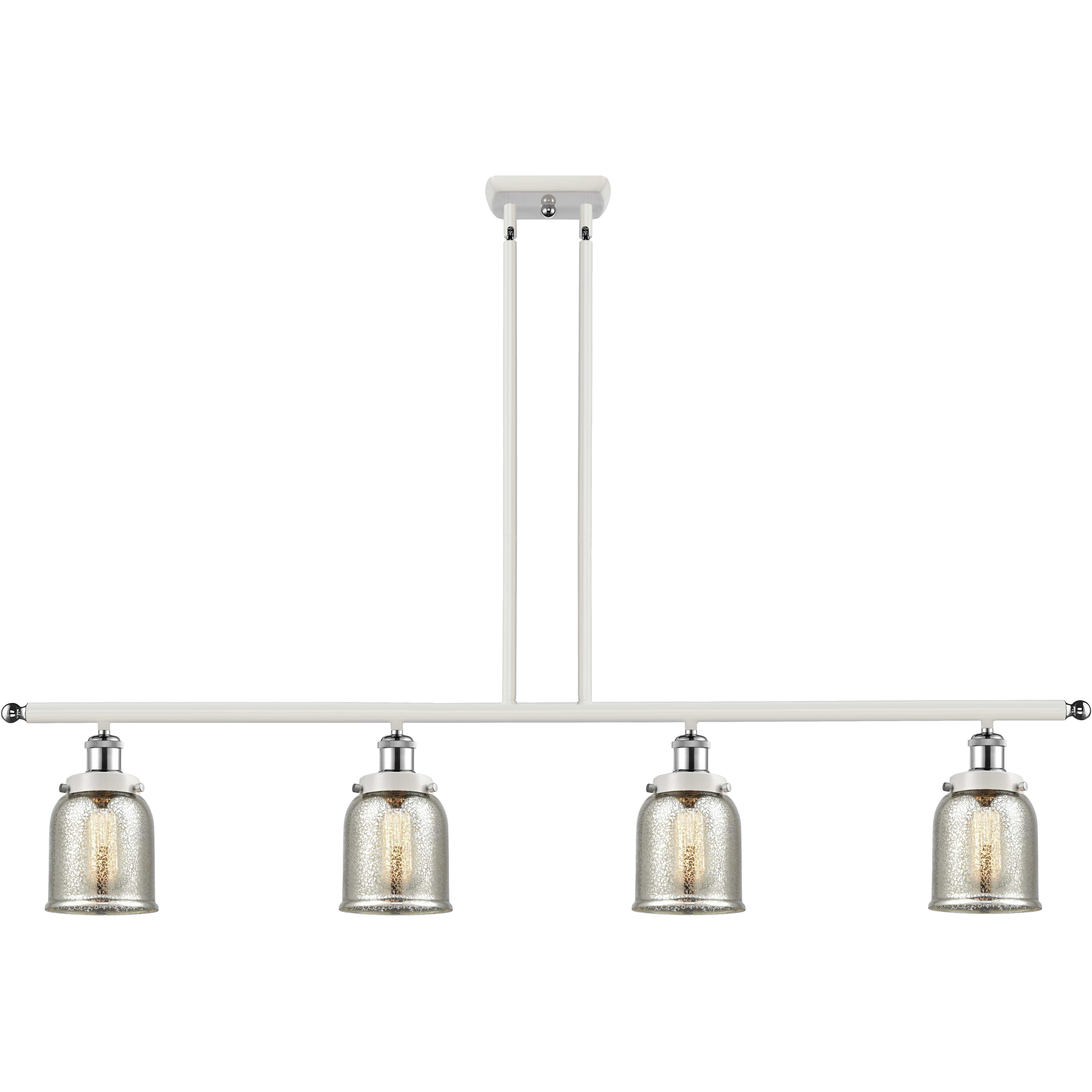 Ballston Urban Bell 4 Light 48 inch White and Polished Chrome Island Light Ceiling Light in Silver Plated Mercury Glass