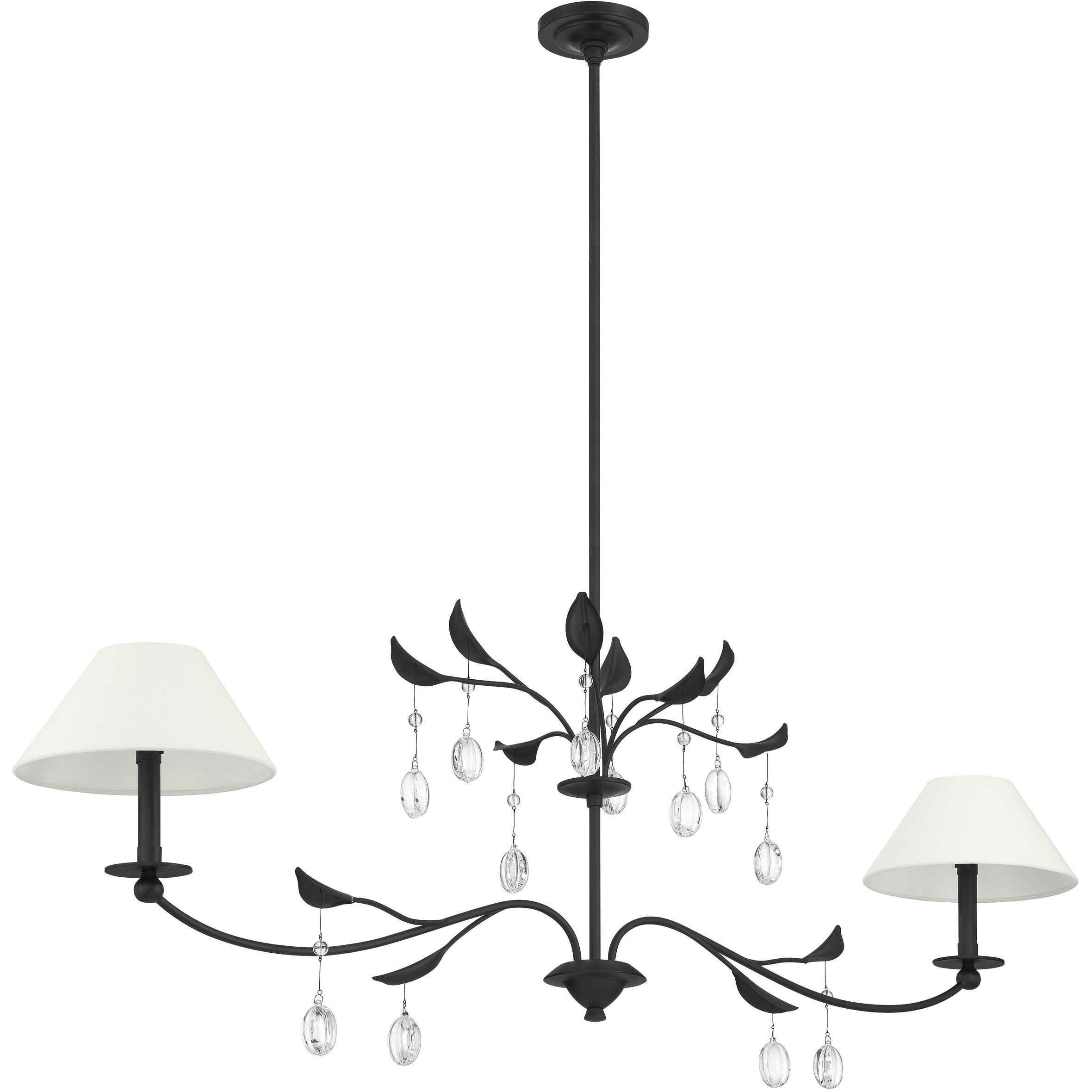Presley 2 Light 56 inch Textured Black and Clear Linear Chandelier Ceiling Light