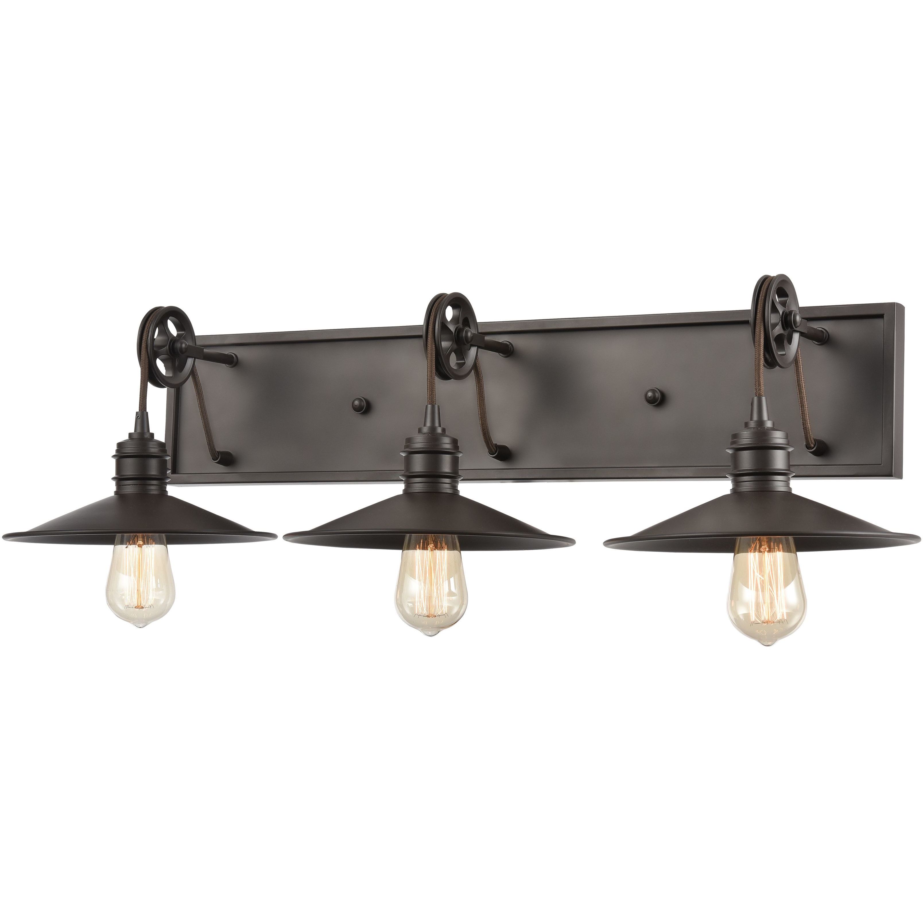 Spindle Wheel 3 Light 31 inch Oil Rubbed Bronze Vanity Light Wall Light